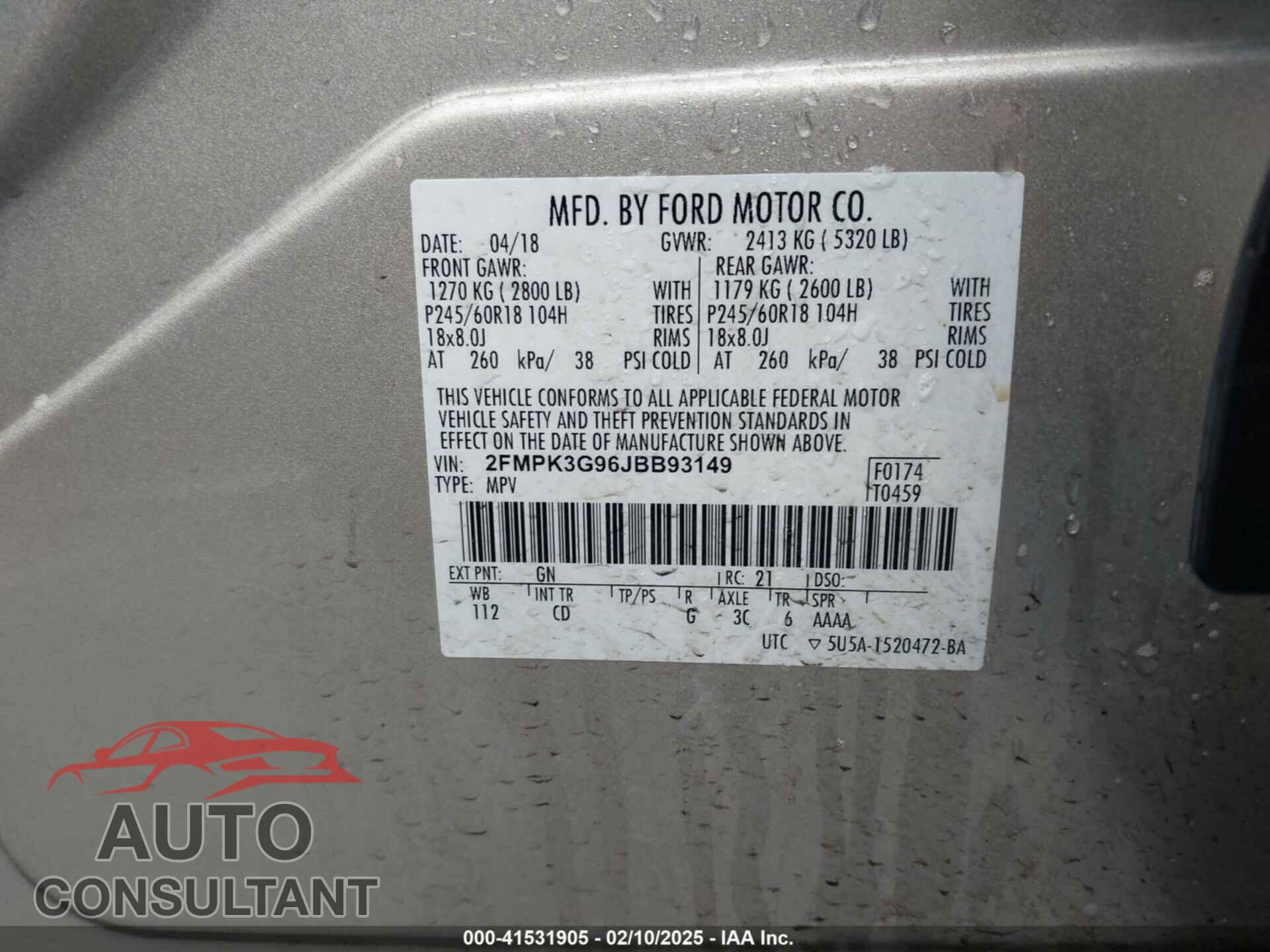 FORD EDGE 2018 - 2FMPK3G96JBB93149