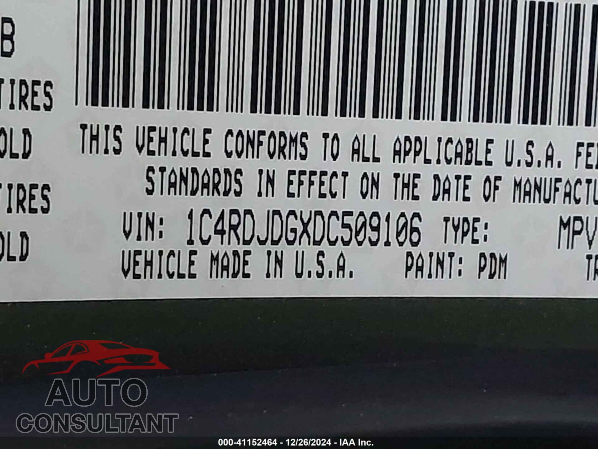 DODGE DURANGO 2013 - 1C4RDJDGXDC509106