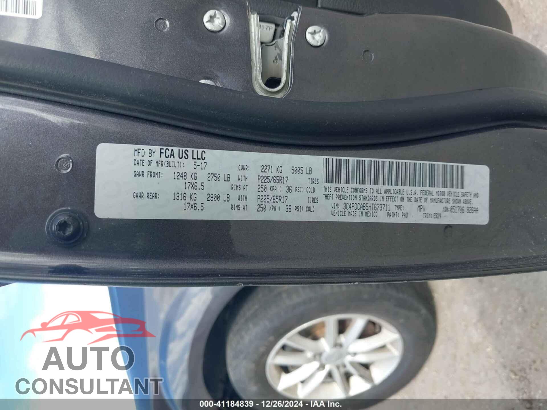 DODGE JOURNEY 2017 - 3C4PDCAB5HT673711