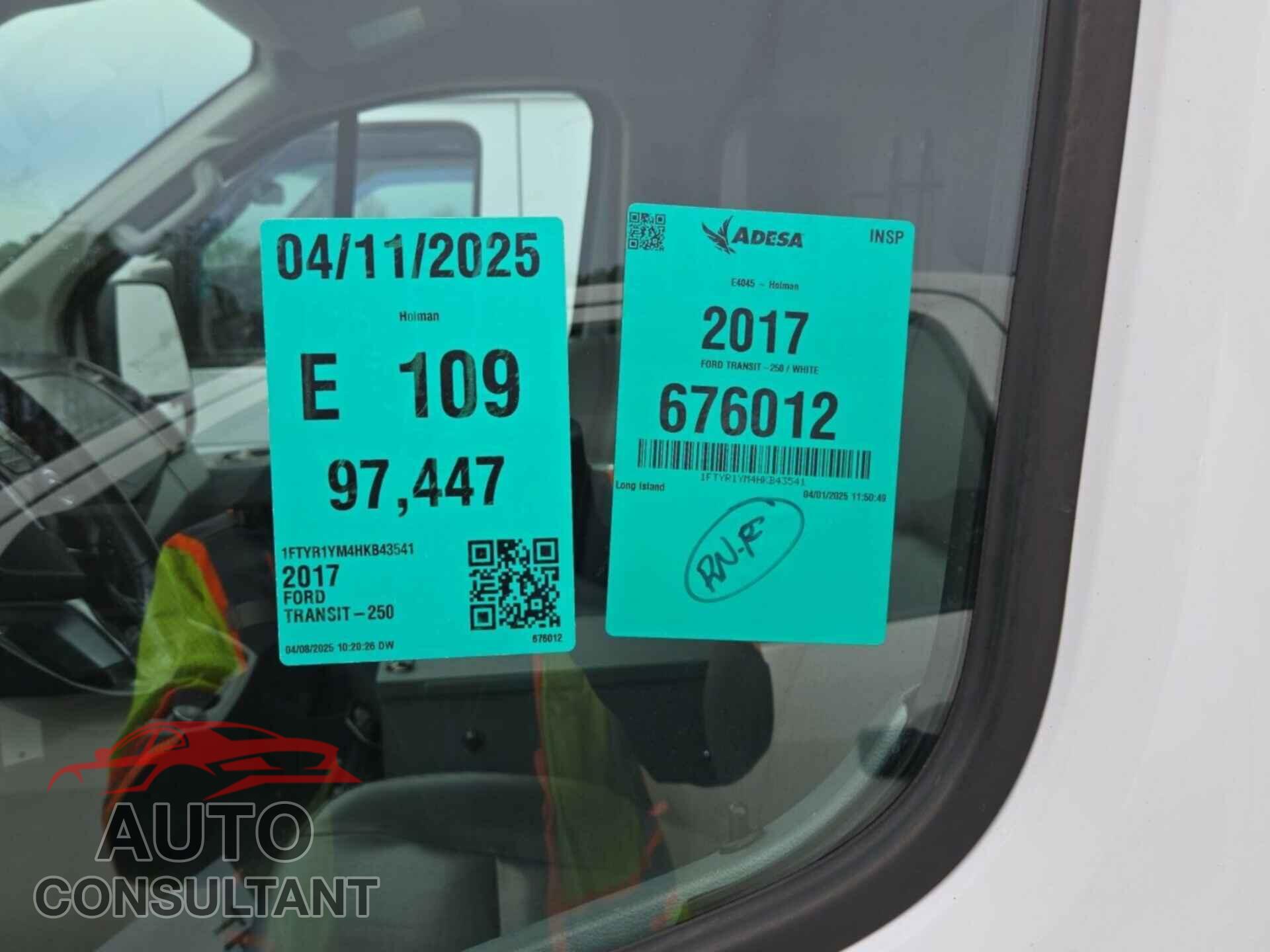 FORD TRANSIT 2017 - 1FTYR1YM4HKB43541