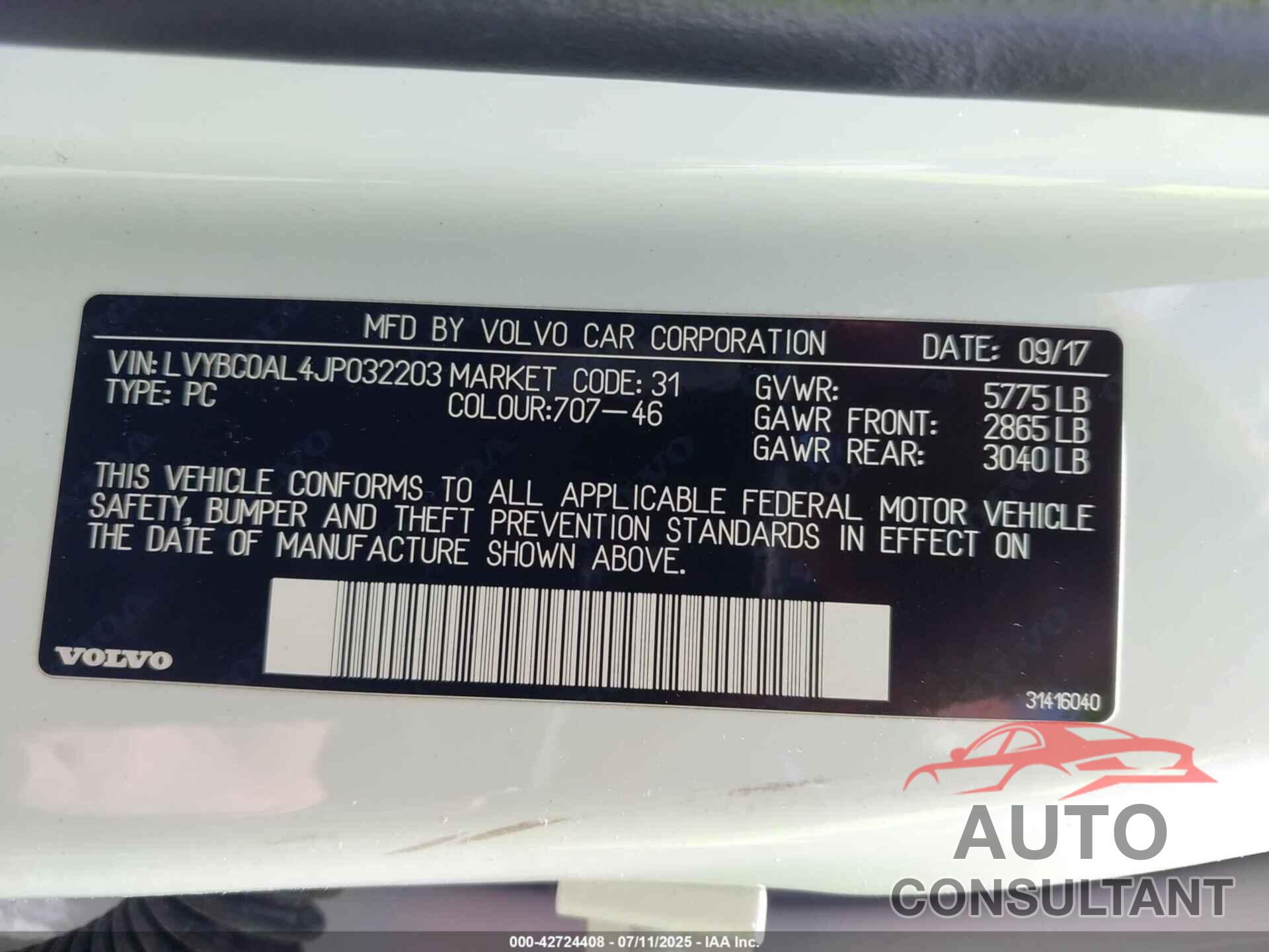 VOLVO S90 HYBRID 2018 - LVYBC0AL4JP032203