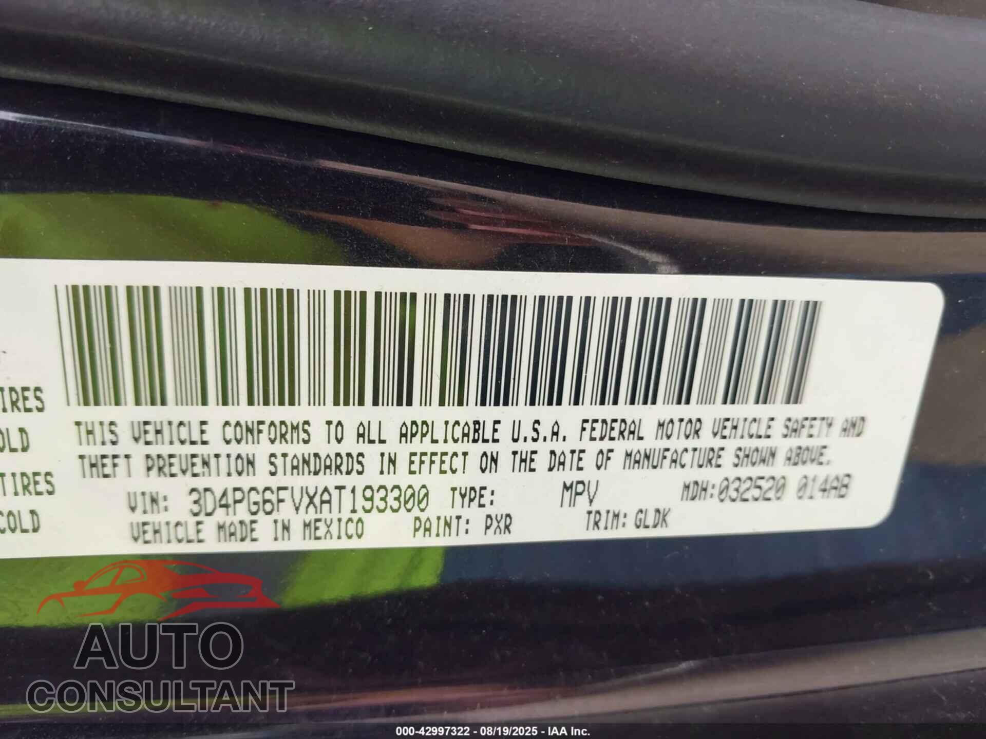 DODGE JOURNEY 2010 - 3D4PG6FVXAT193300