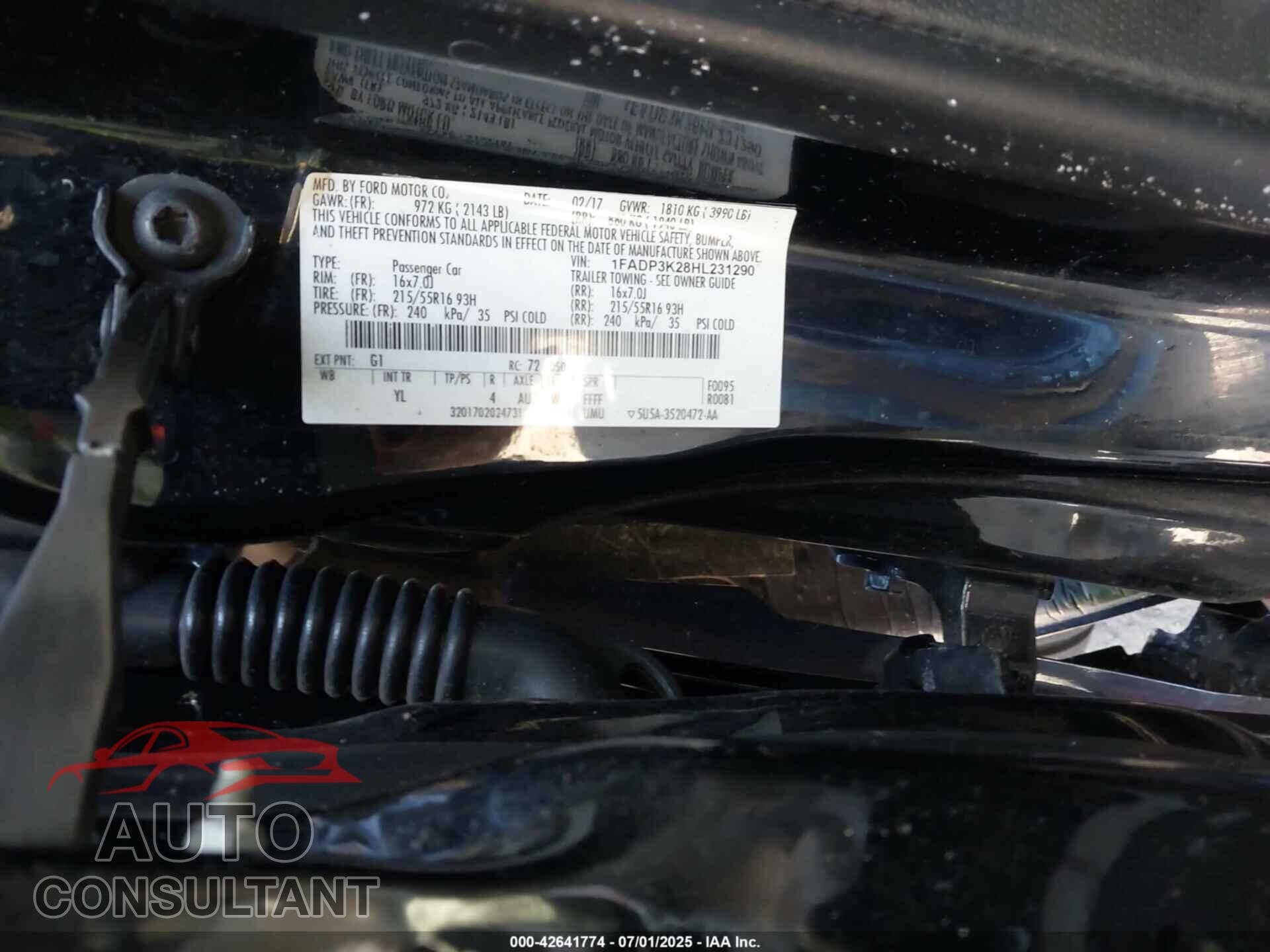 FORD FOCUS 2017 - 1FADP3K28HL231290