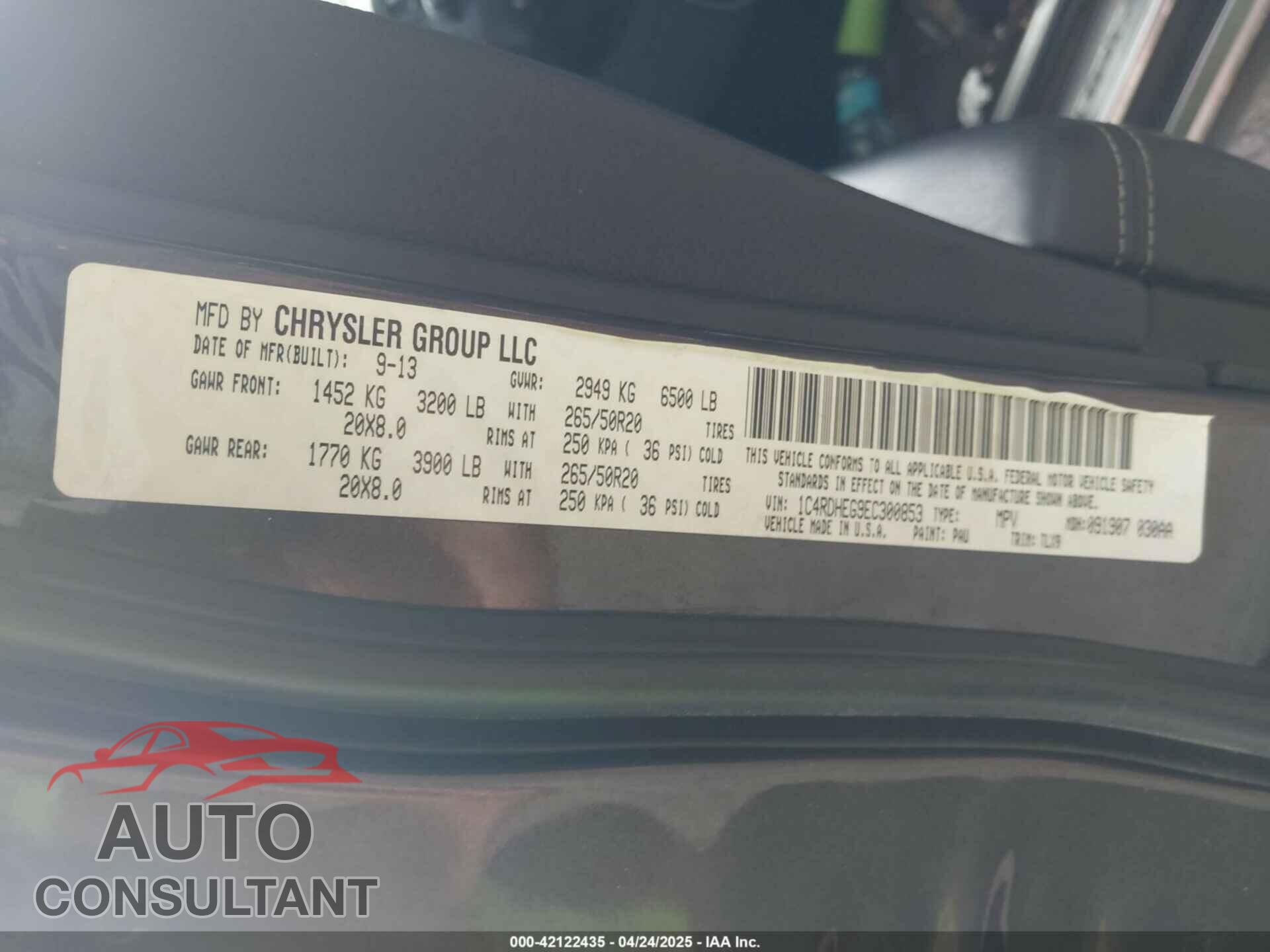 DODGE DURANGO 2014 - 1C4RDHEG9EC300853