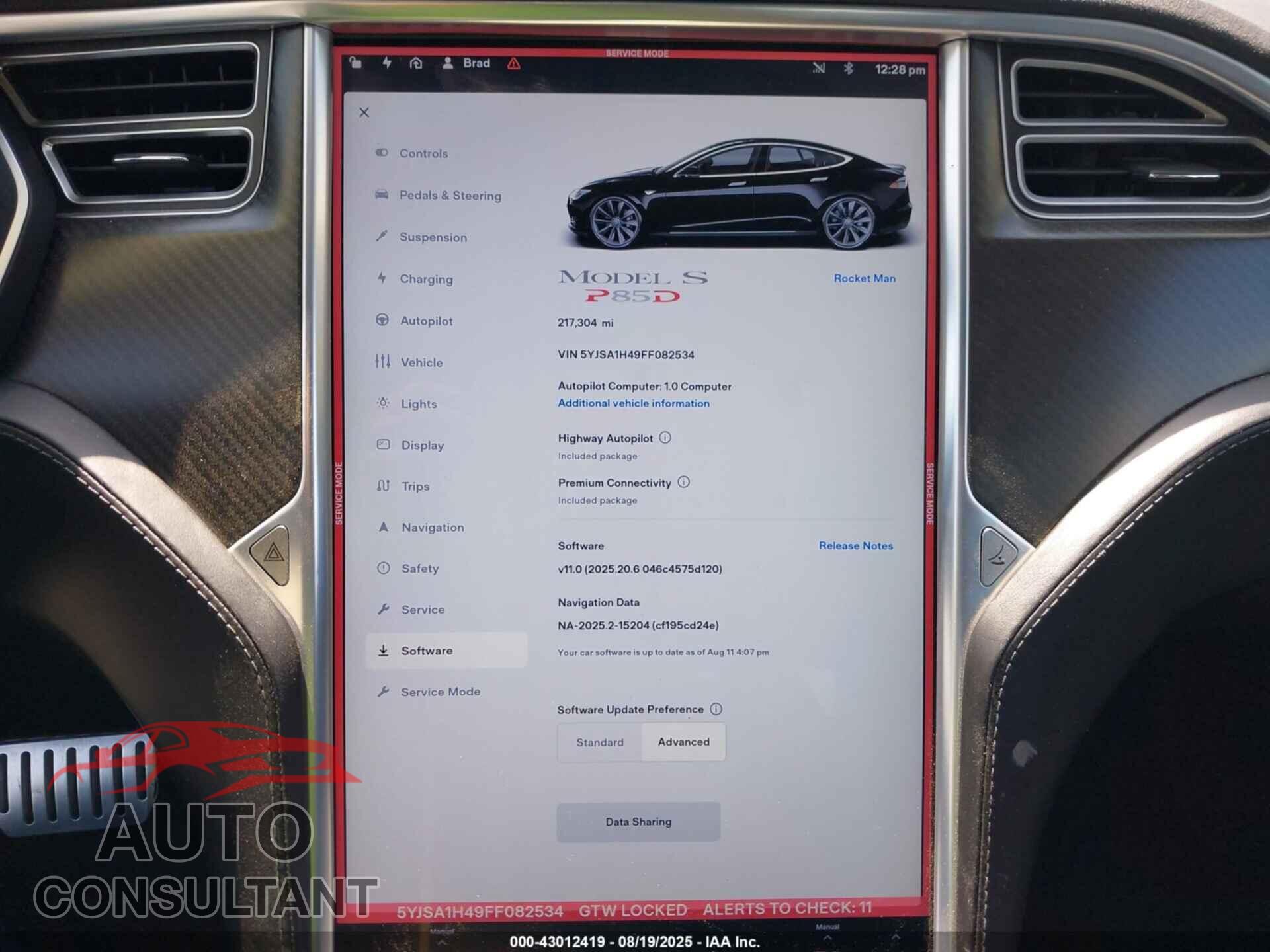 TESLA MODEL S 2015 - 5YJSA1H49FF082534