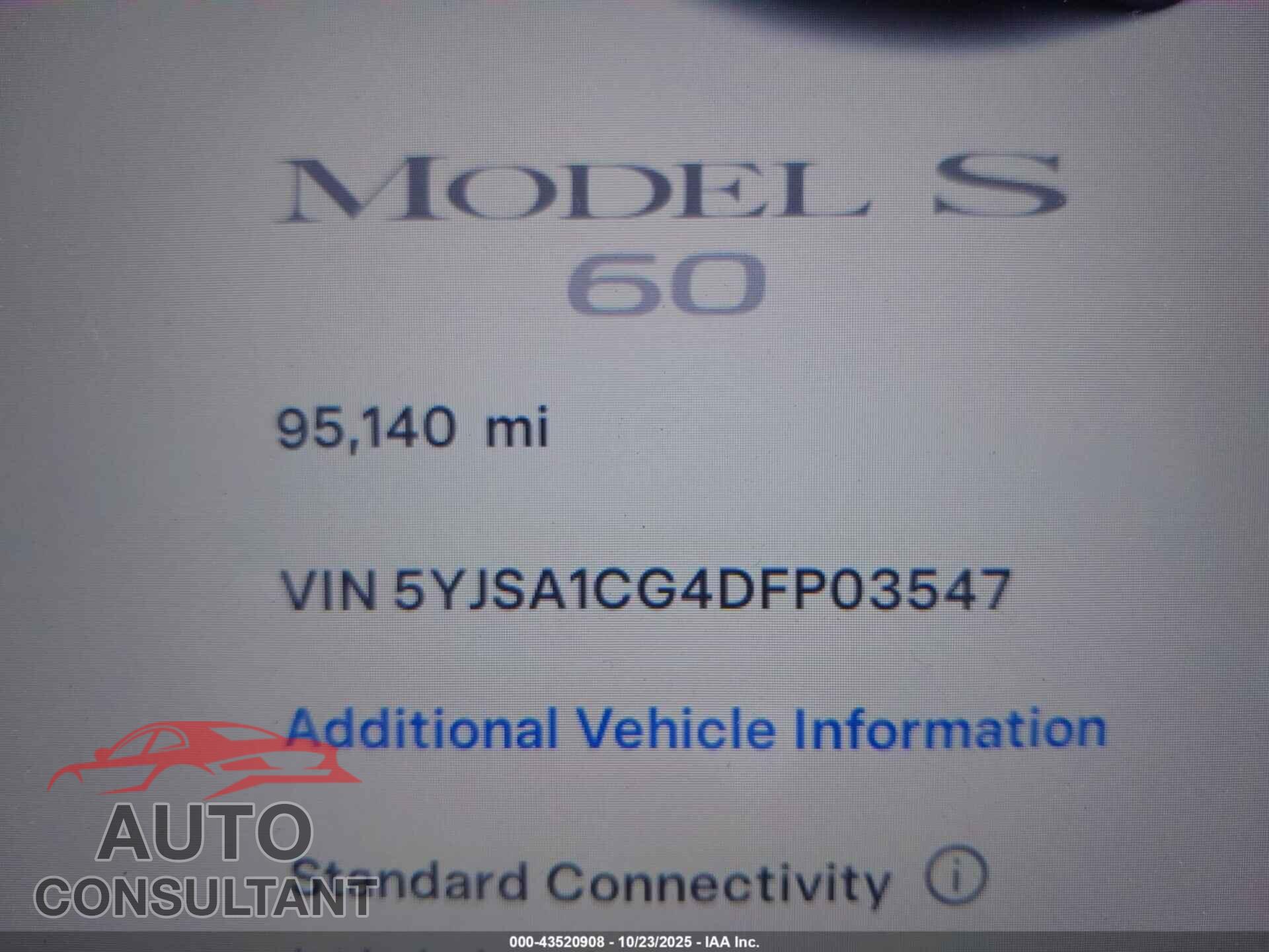 TESLA MODEL S 2013 - 5YJSA1CG4DFP03547