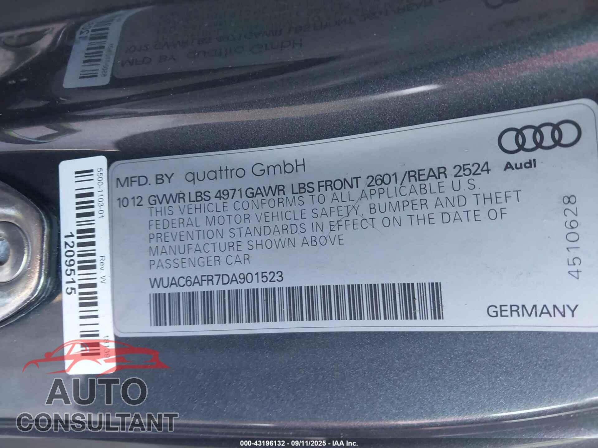AUDI RS 5 2013 - WUAC6AFR7DA901523