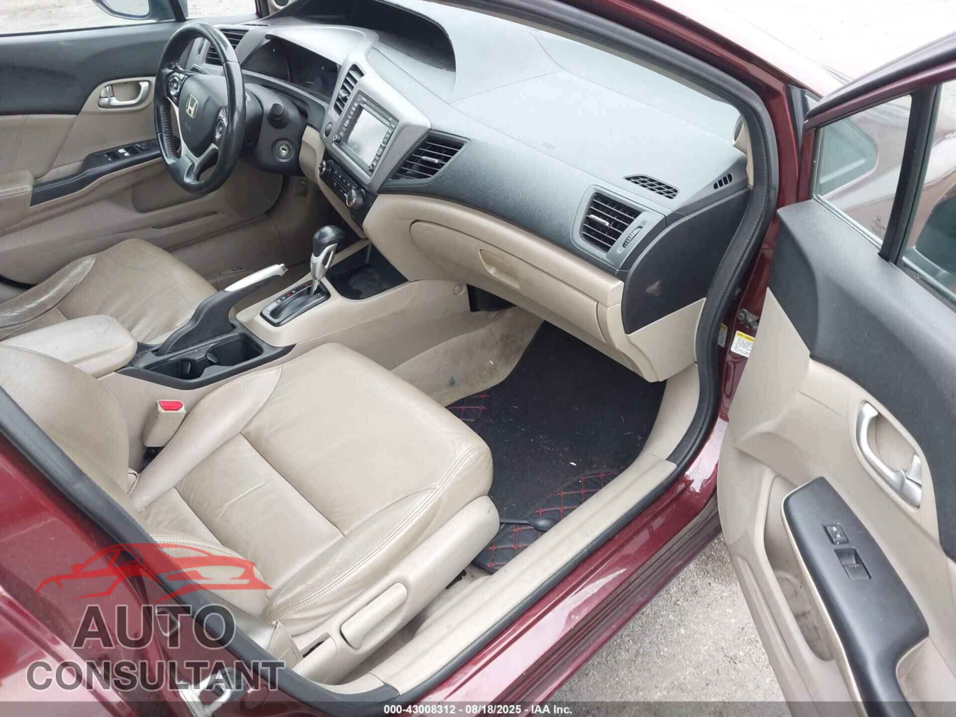 HONDA CIVIC 2012 - 19XFB2F92CE337545