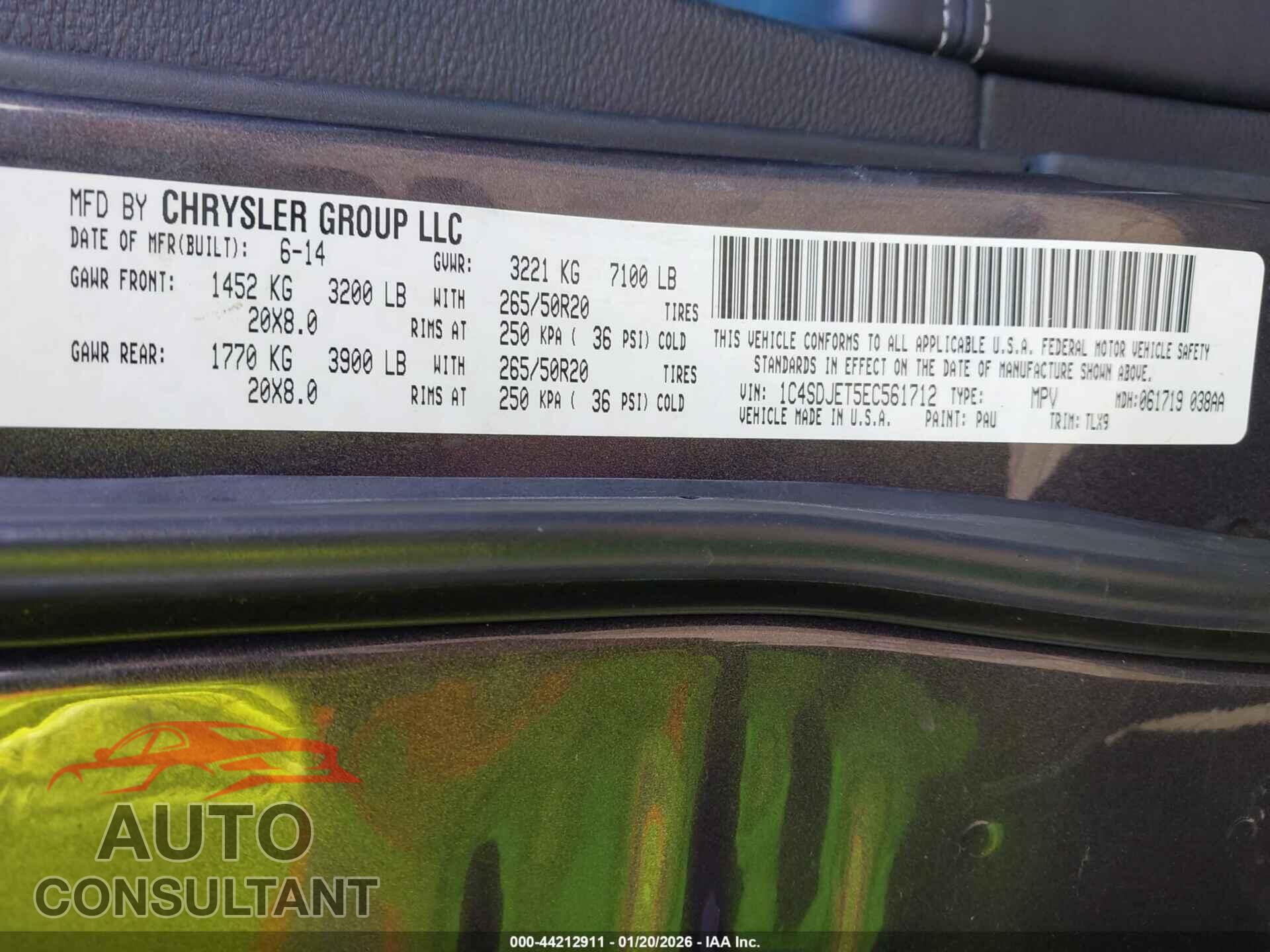 DODGE DURANGO 2014 - 1C4SDJET5EC561712
