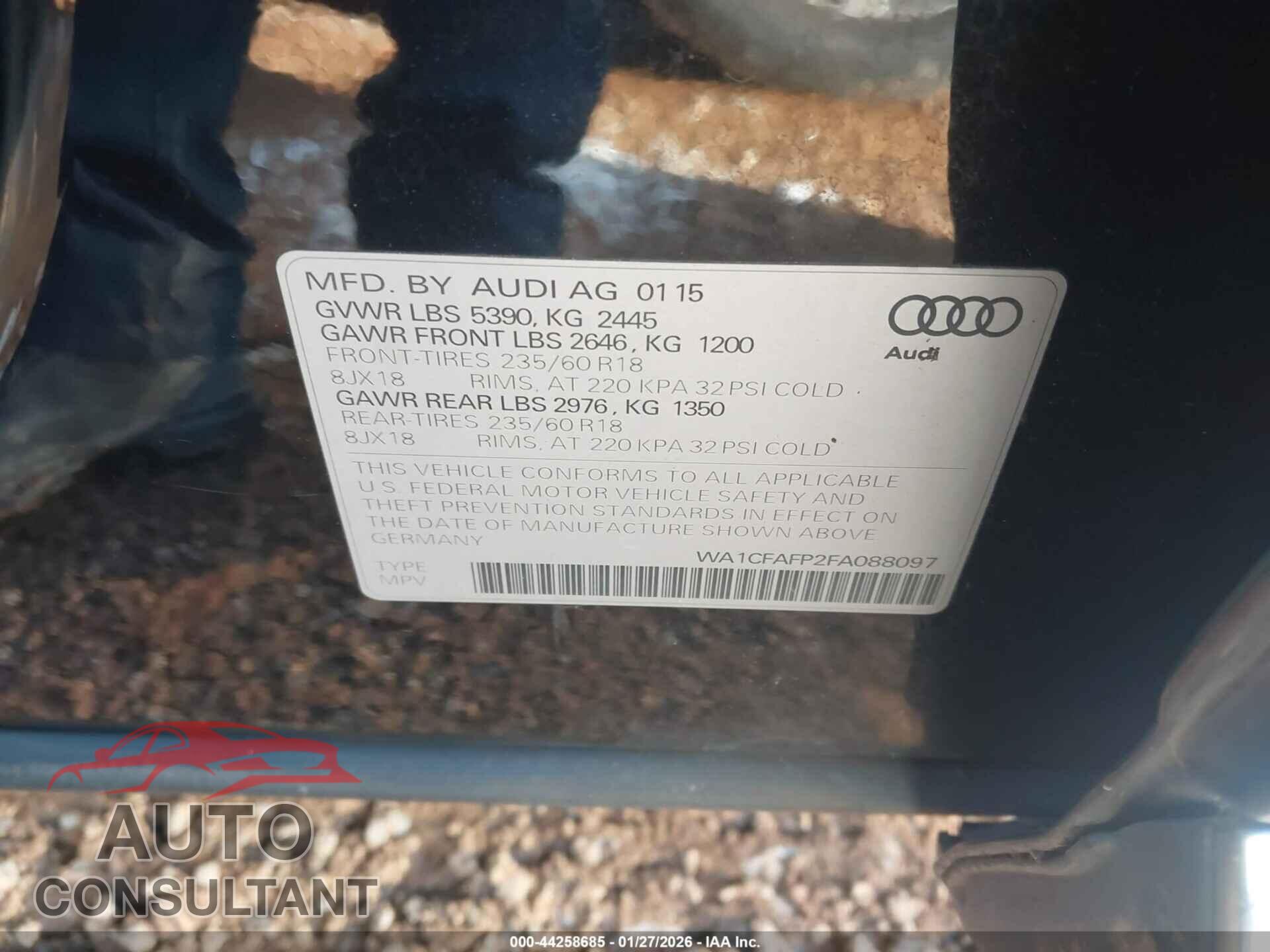 AUDI Q5 2015 - WA1CFAFP2FA088097