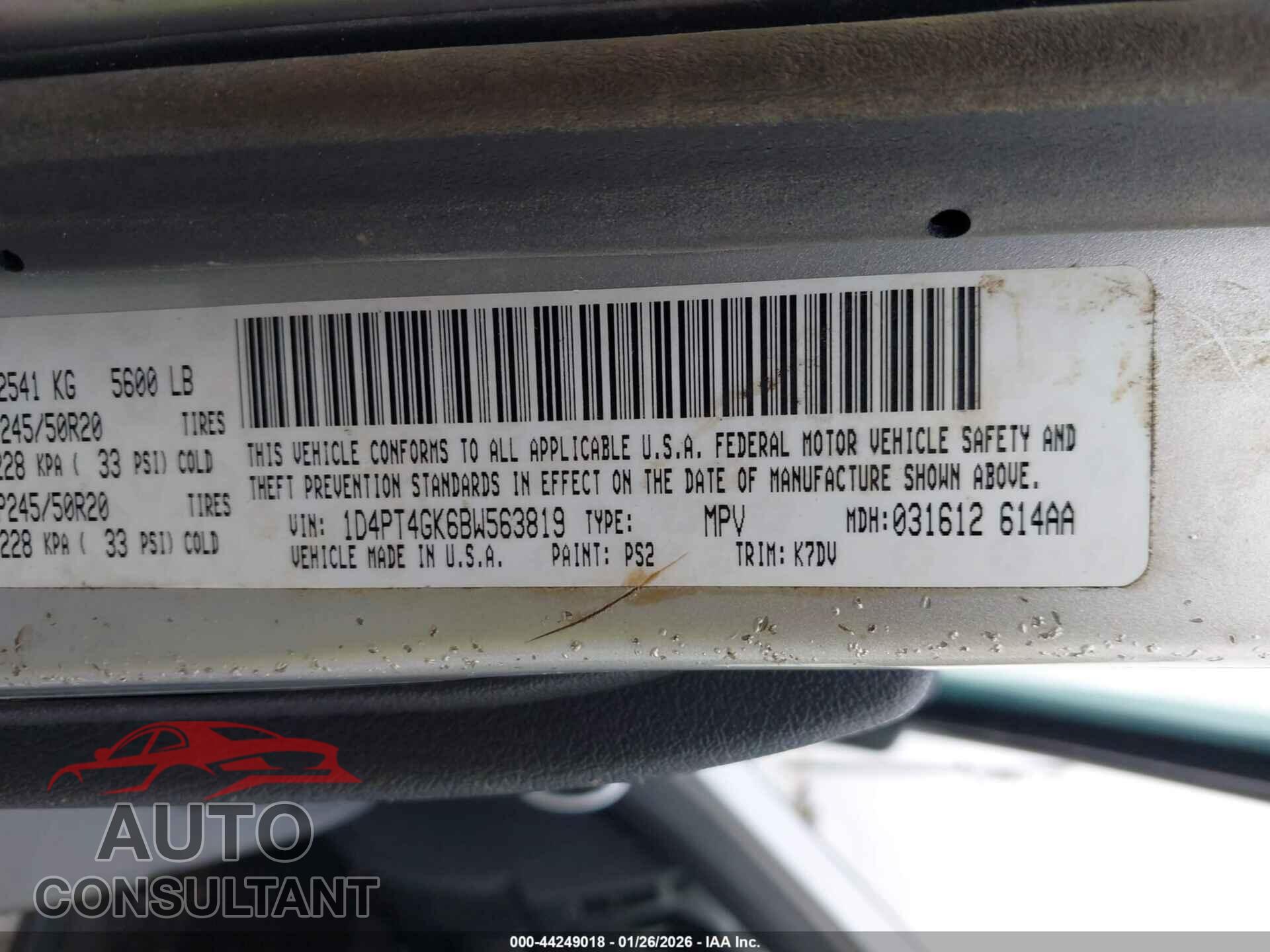 DODGE NITRO 2011 - 1D4PT4GK6BW563819