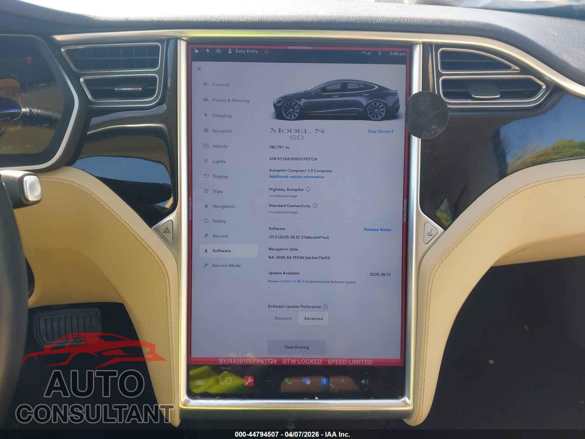 TESLA MODEL S 2014 - 5YJSA1S16EFP61724