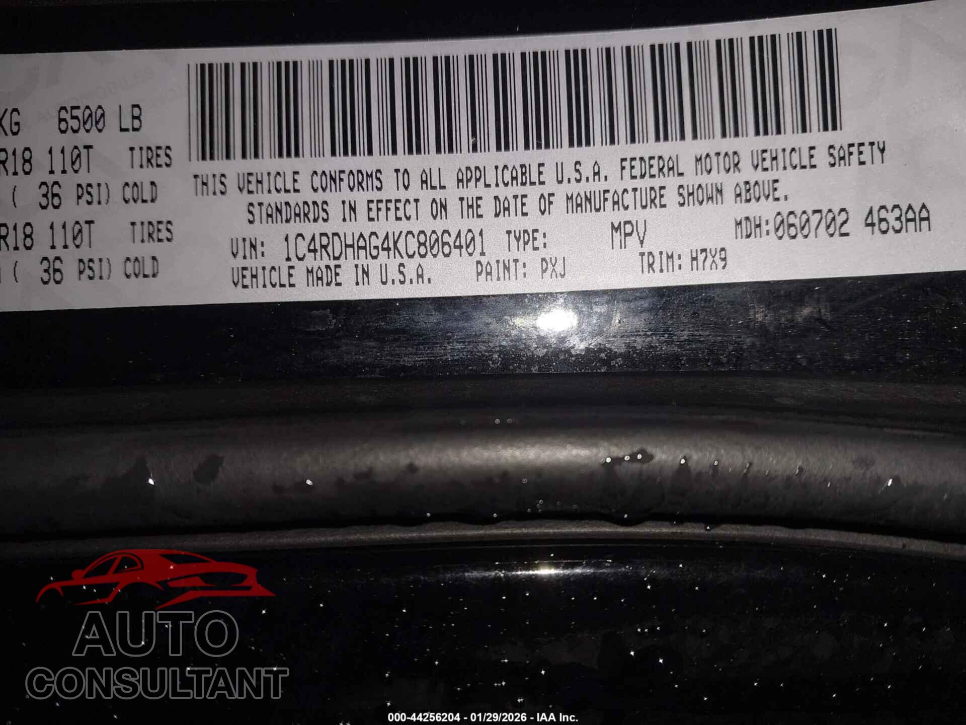 DODGE DURANGO 2019 - 1C4RDHAG4KC806401
