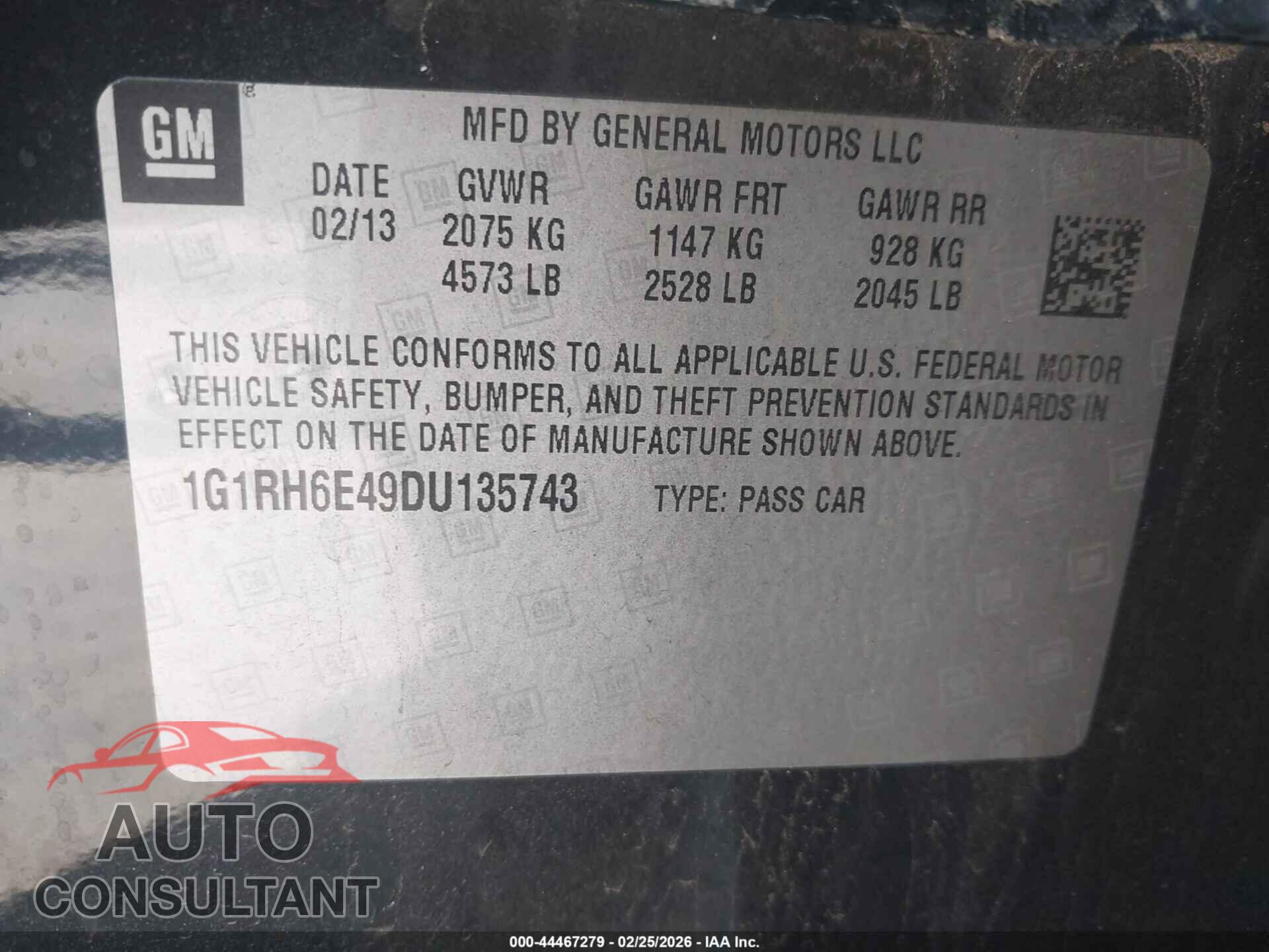 CHEVROLET VOLT 2013 - 1G1RH6E49DU135743