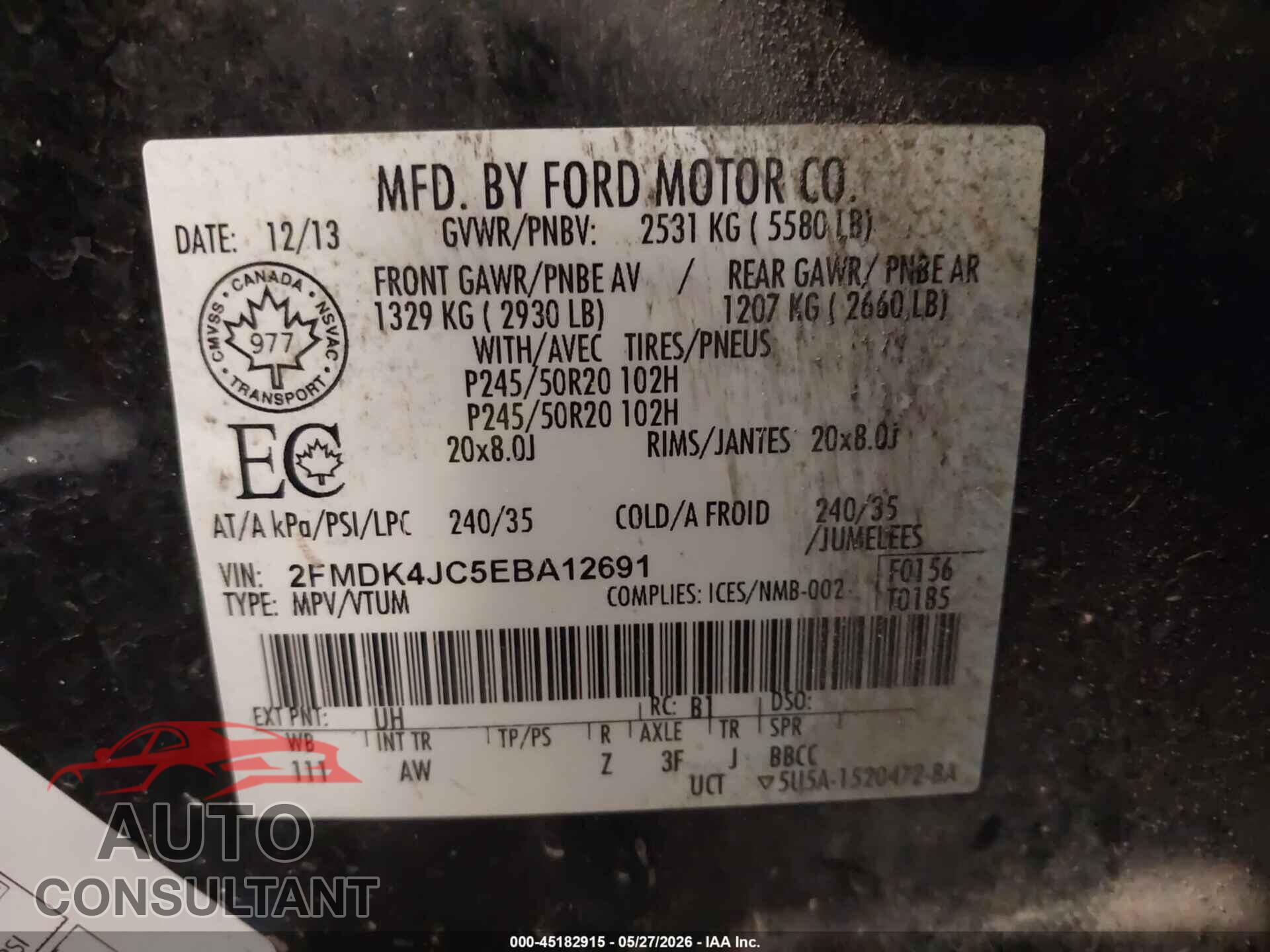 FORD EDGE 2014 - 2FMDK4JC5EBA12691