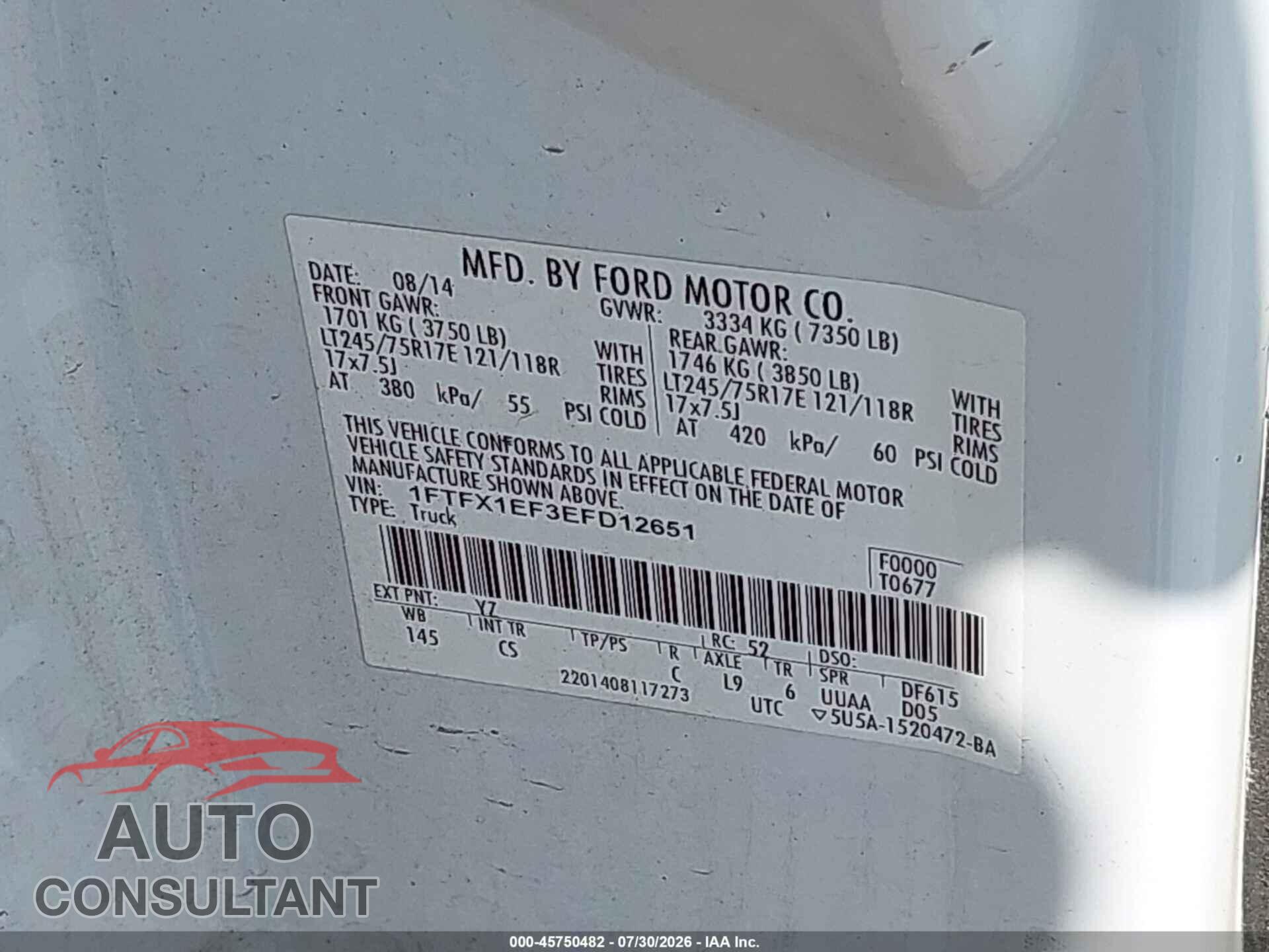 FORD F-150 2014 - 1FTFX1EF3EFD12651