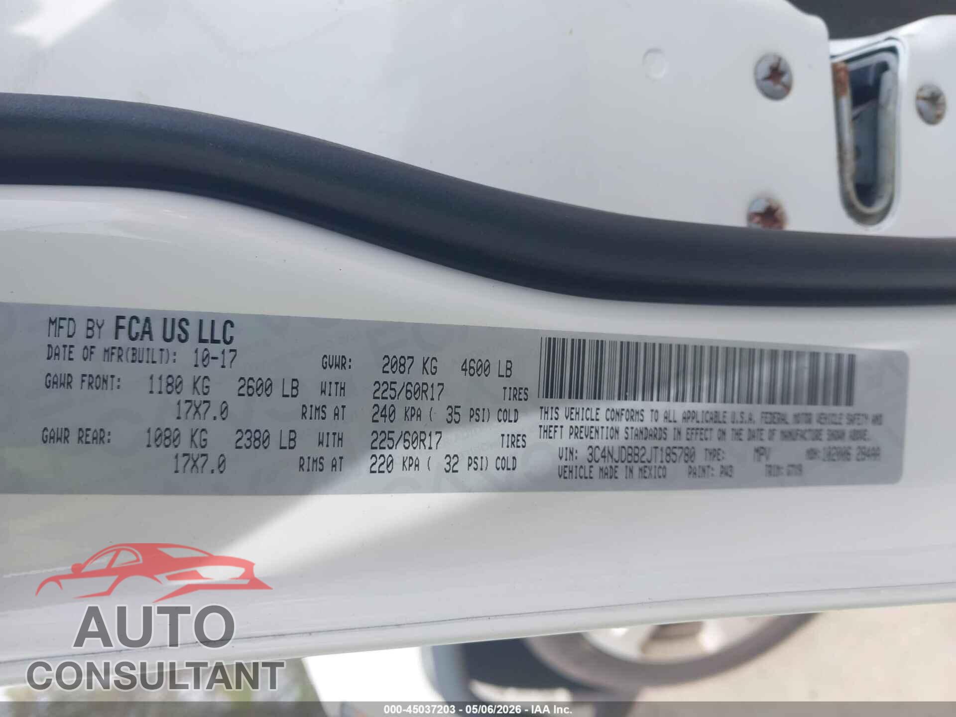 JEEP COMPASS 2018 - 3C4NJDBB2JT185780