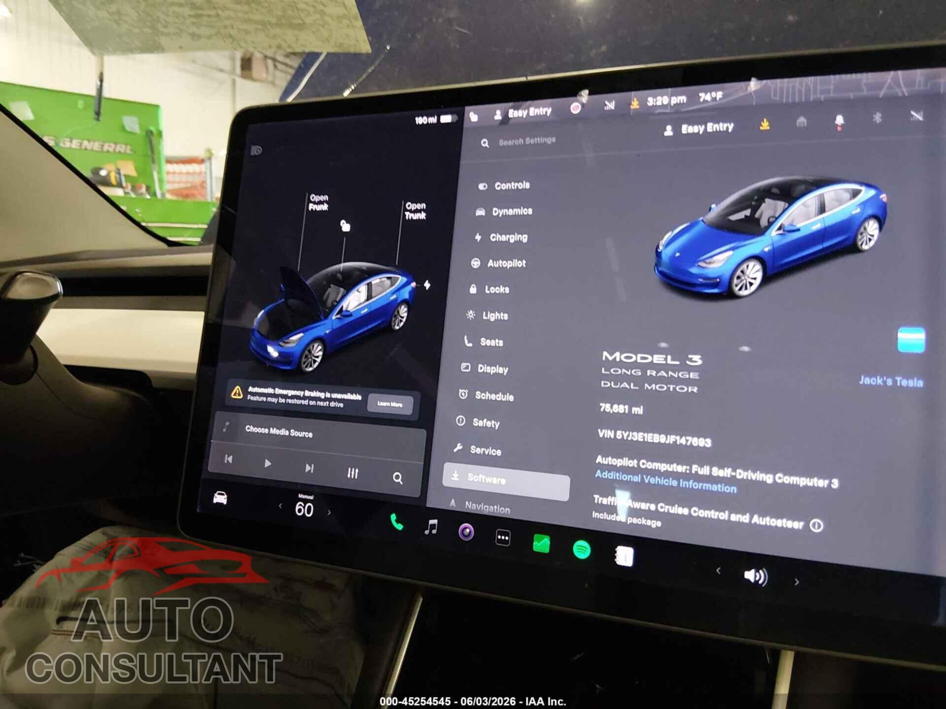 TESLA MODEL 3 2018 - 5YJ3E1EB9JF147693