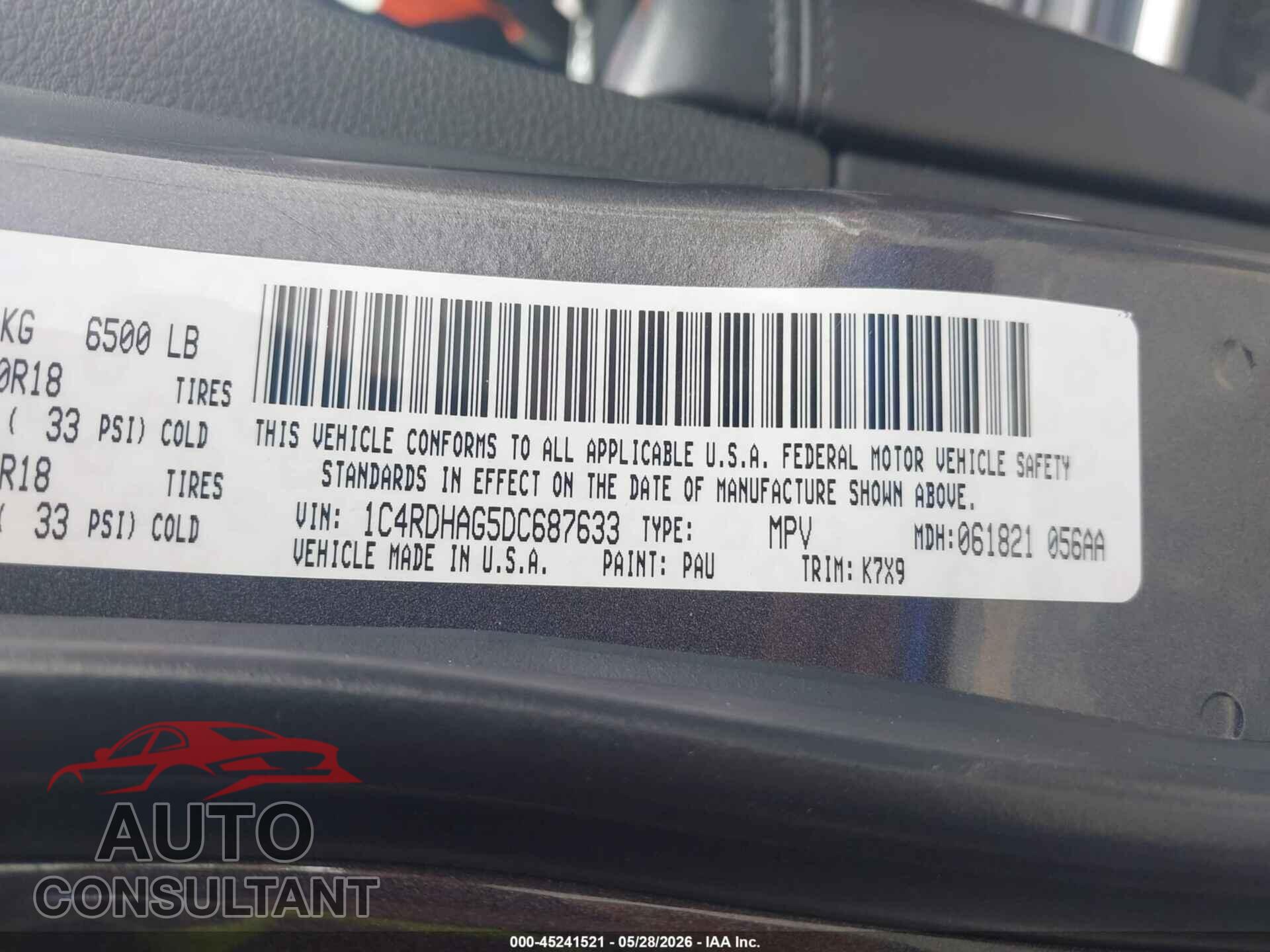 DODGE DURANGO 2013 - 1C4RDHAG5DC687633