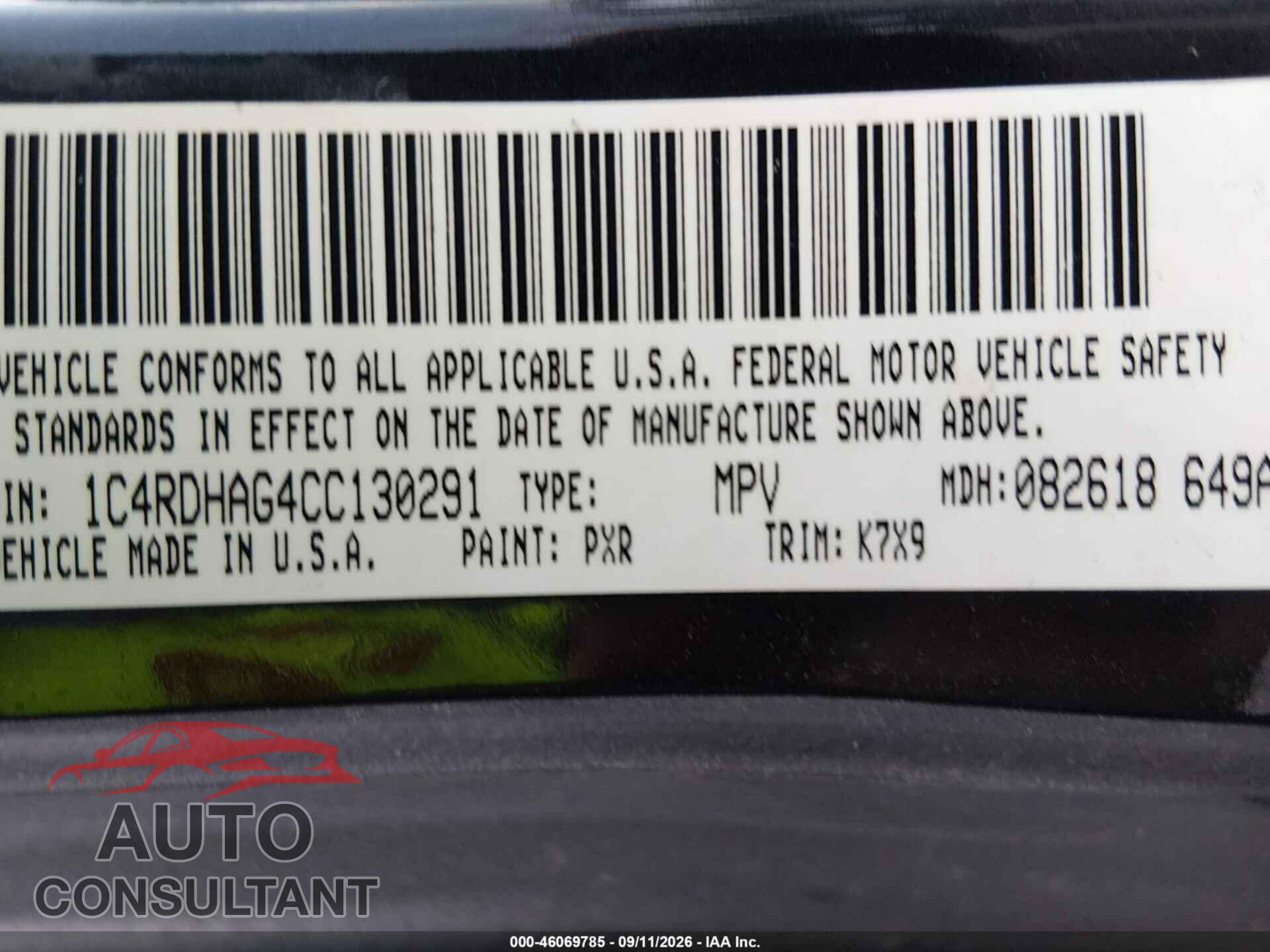 DODGE DURANGO 2012 - 1C4RDHAG4CC130291
