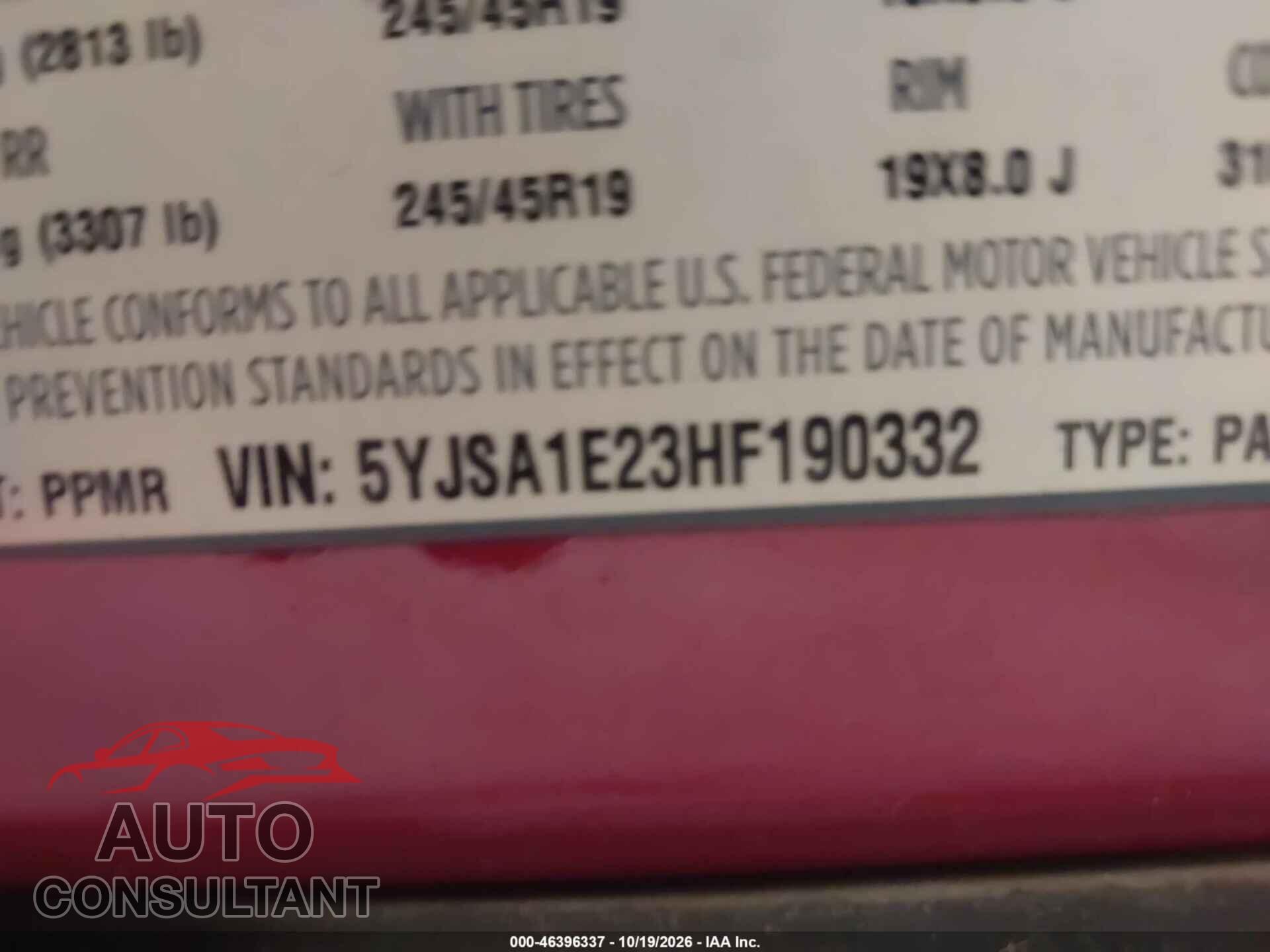 TESLA MODEL S 2017 - 5YJSA1E23HF190332