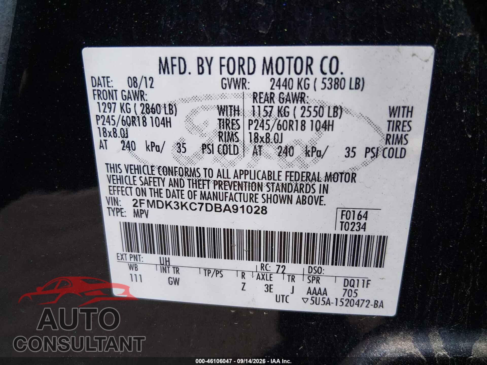 FORD EDGE 2013 - 2FMDK3KC7DBA91028