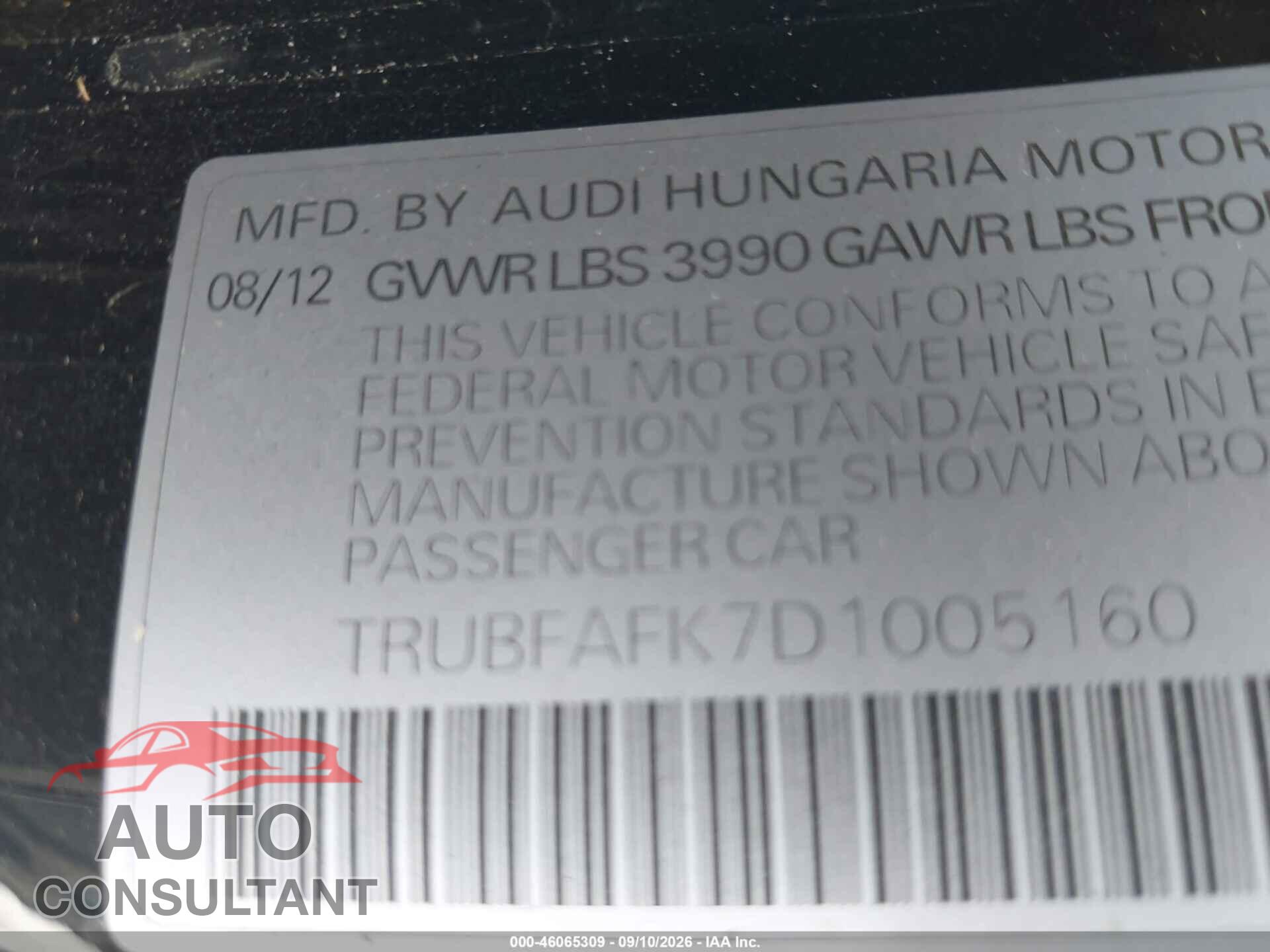 AUDI TT 2013 - TRUBFAFK7D1005160