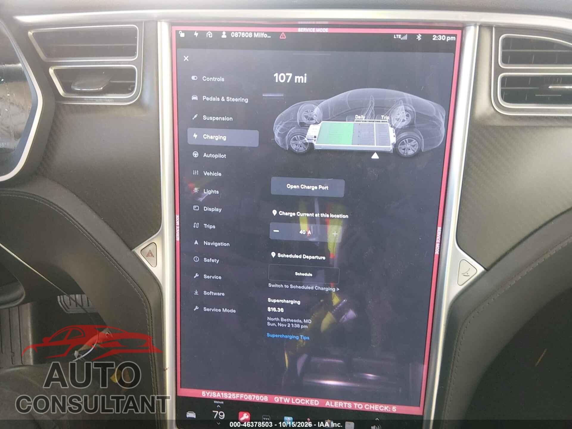 TESLA MODEL S 2015 - 5YJSA1S25FF087608