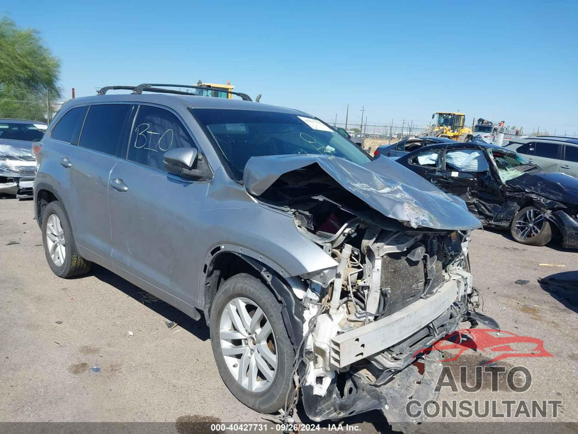 TOYOTA HIGHLANDER 2015 - 5TDZKRFH6FS075679