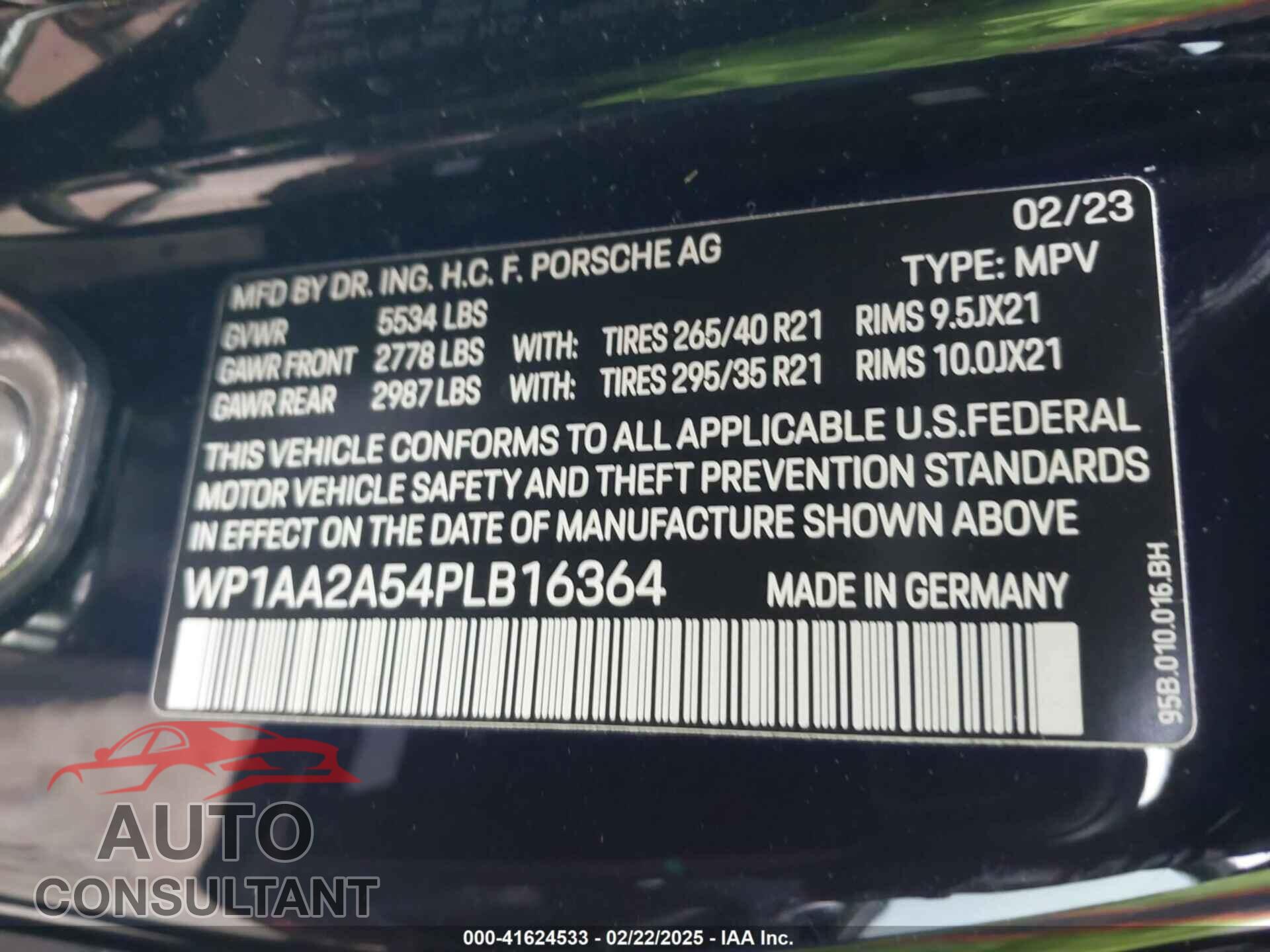 PORSCHE MACAN 2023 - WP1AA2A54PLB16364