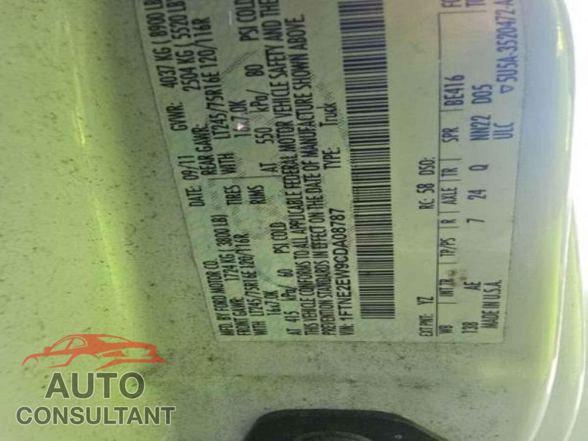 FORD ECONOLINE 2012 - 1FTNE2EW9CDA08787