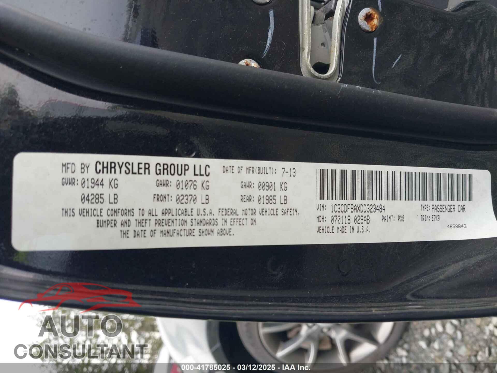 DODGE DART 2013 - 1C3CDFBAXDD323484
