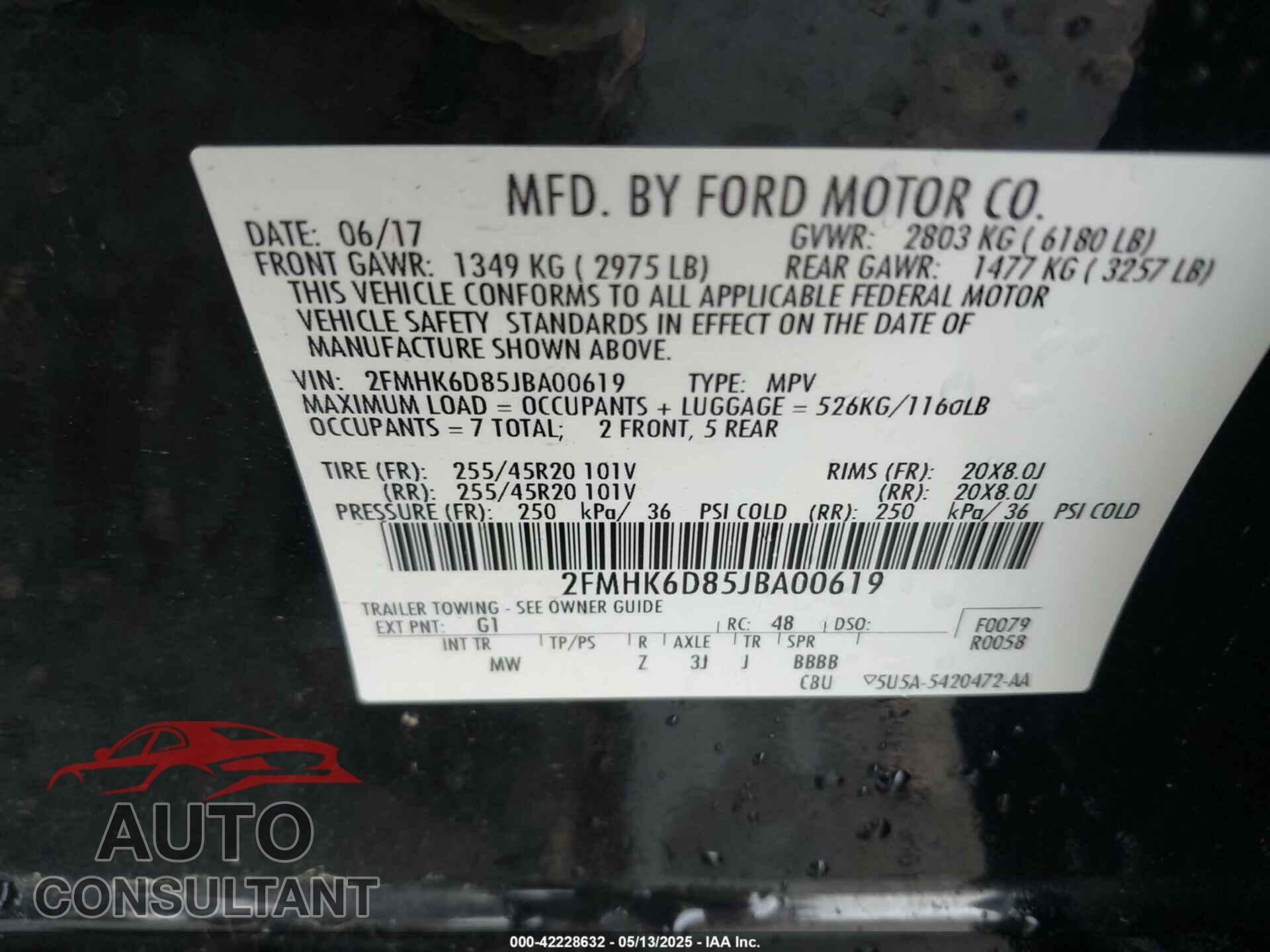 FORD FLEX 2018 - 2FMHK6D85JBA00619