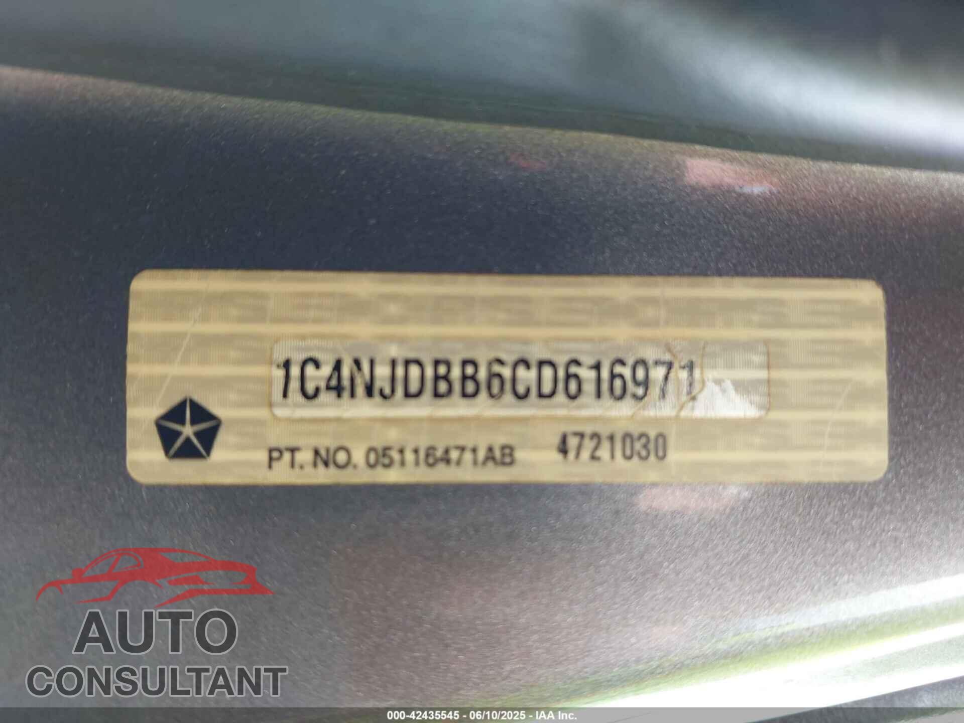 JEEP COMPASS 2012 - 1C4NJDBB6CD616971