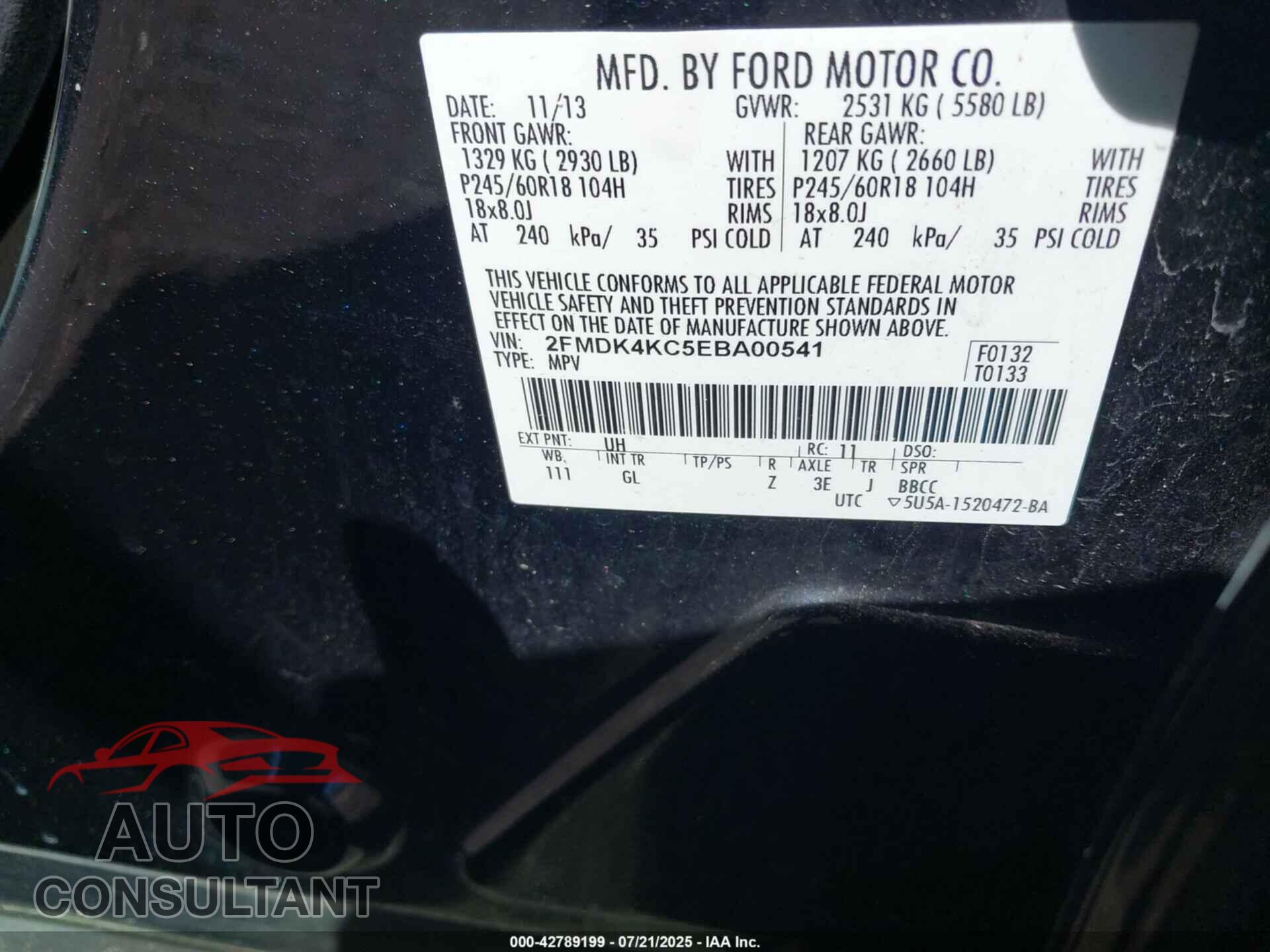 FORD EDGE 2014 - 2FMDK4KC5EBA00541