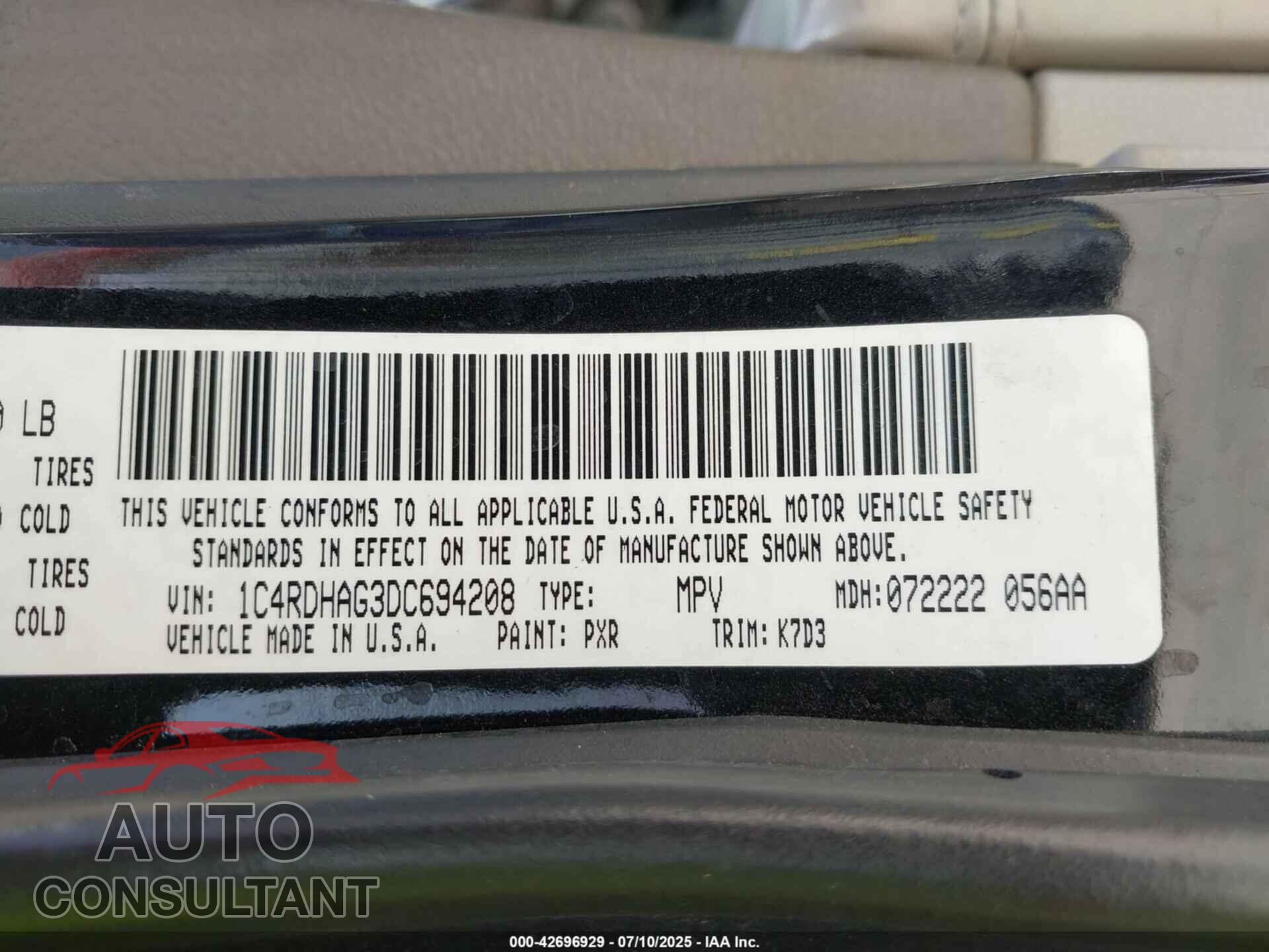 DODGE DURANGO 2013 - 1C4RDHAG3DC694208