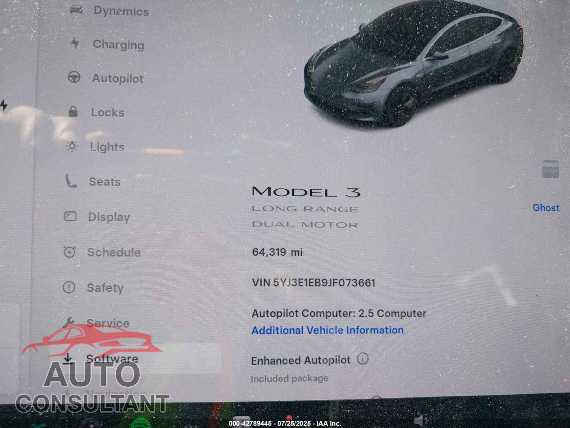 TESLA MODEL 3 2018 - 5YJ3E1EB9JF073661