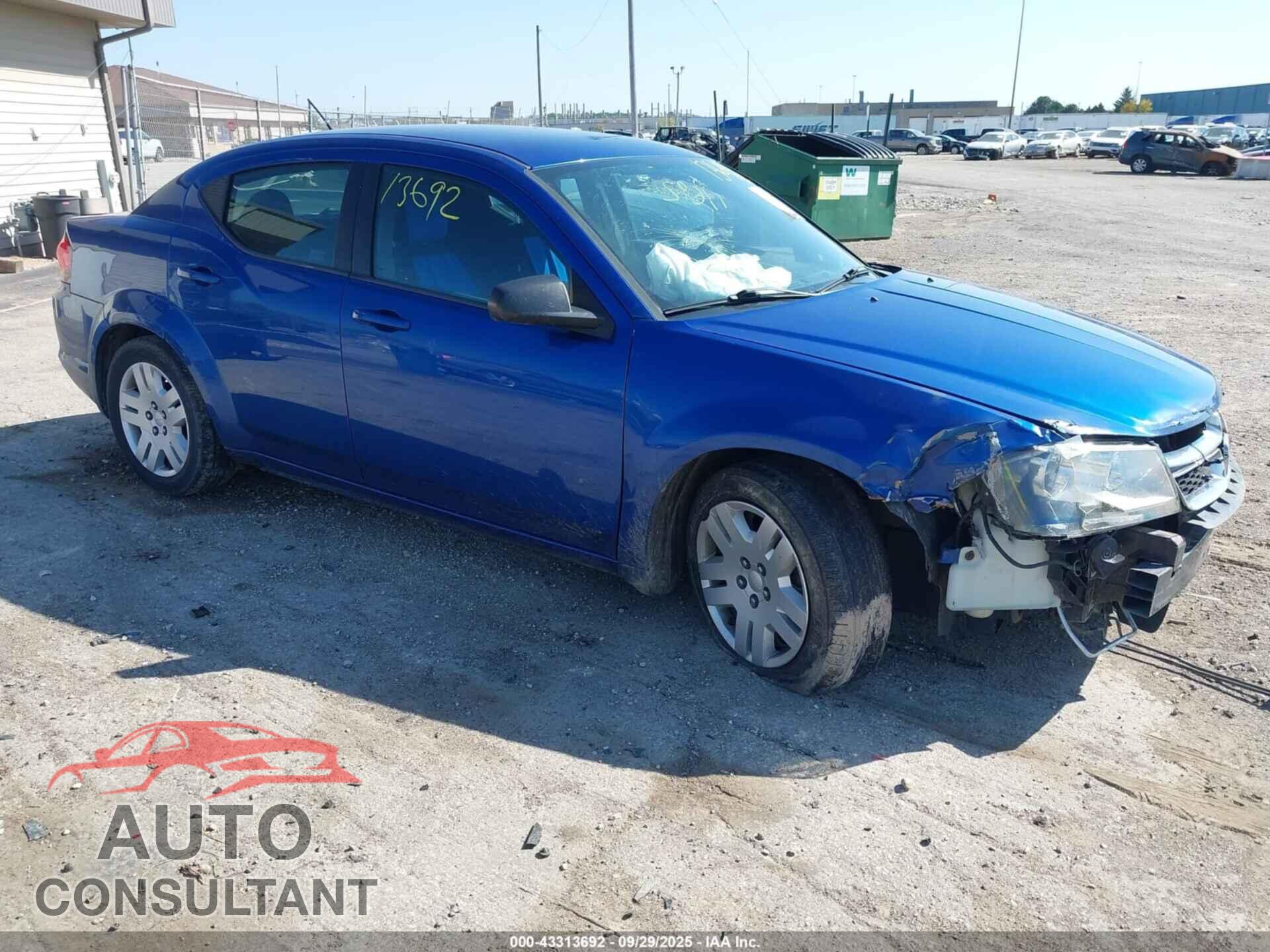 DODGE AVENGER 2013 - 1C3CDZAB9DN655082