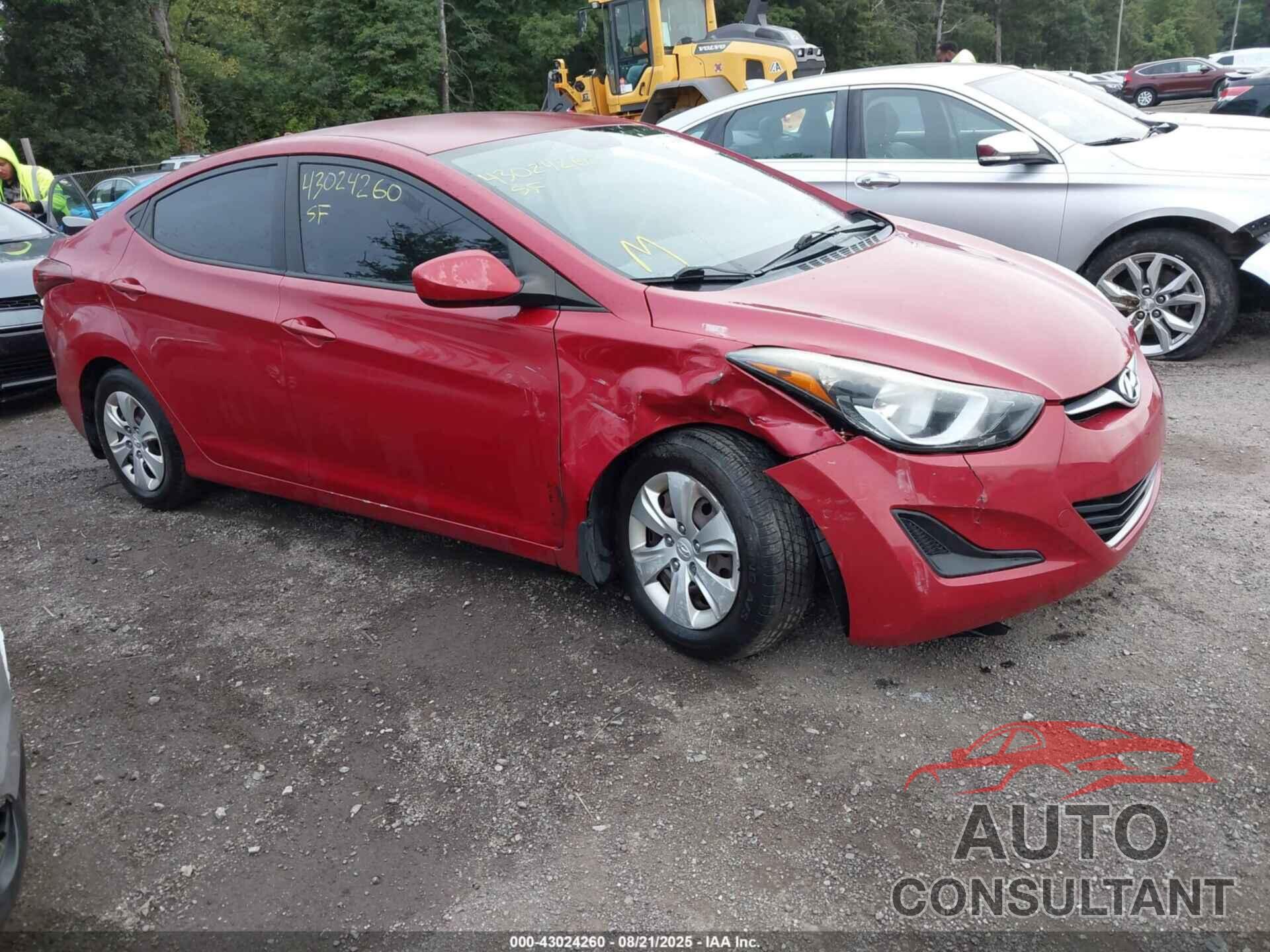 HYUNDAI ELANTRA 2016 - KMHDH4AE9GU489282