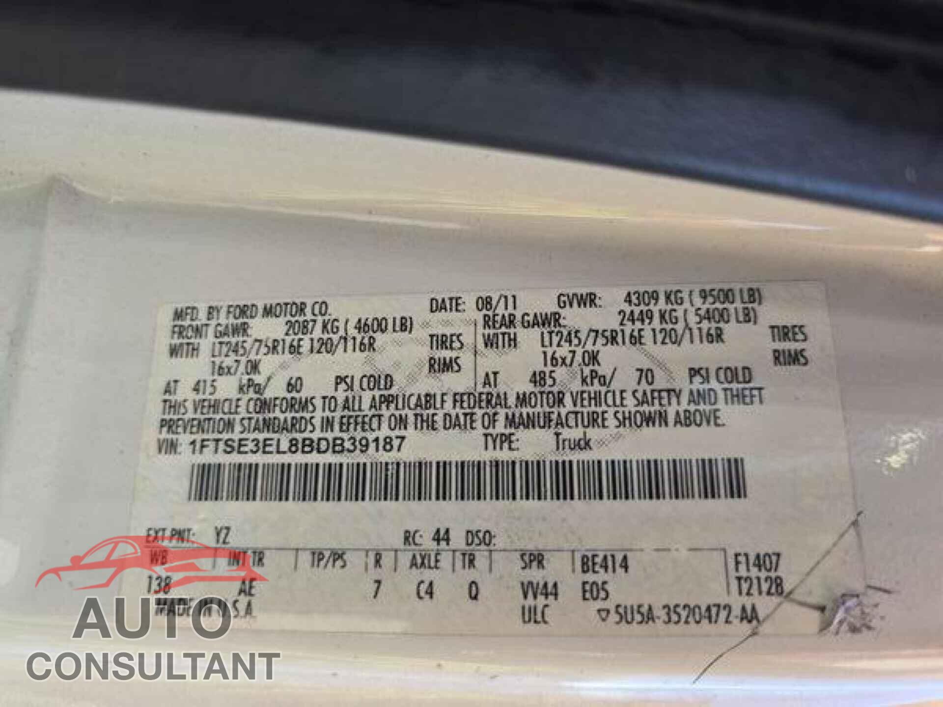 FORD ECONOLINE 2011 - 1FTSE3EL8BDB39187