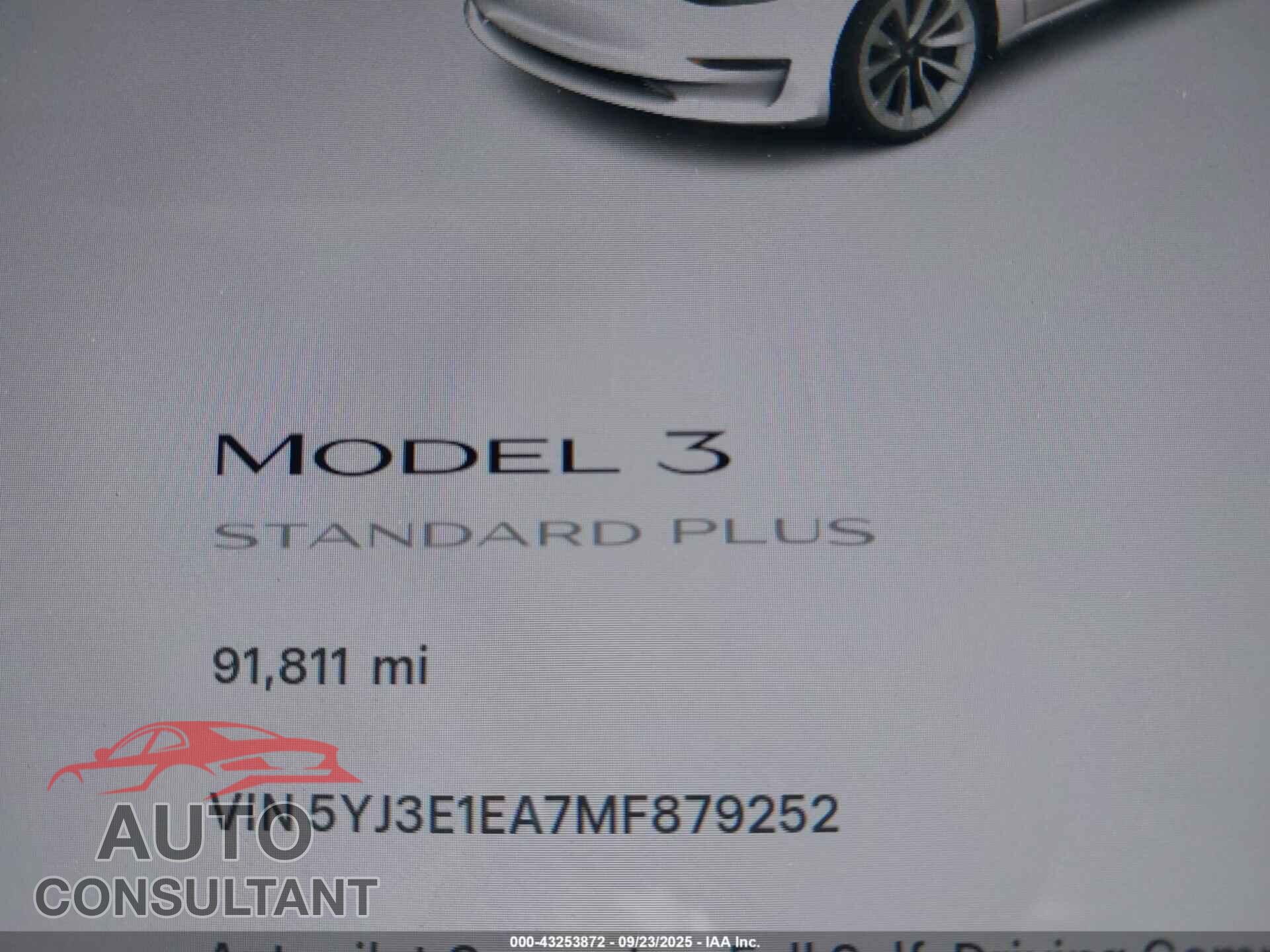 TESLA MODEL 3 2021 - 5YJ3E1EA7MF879252