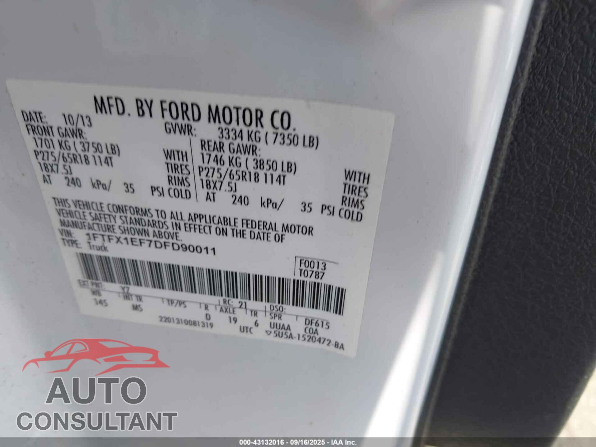 FORD F-150 2013 - 1FTFX1EF7DFD90011