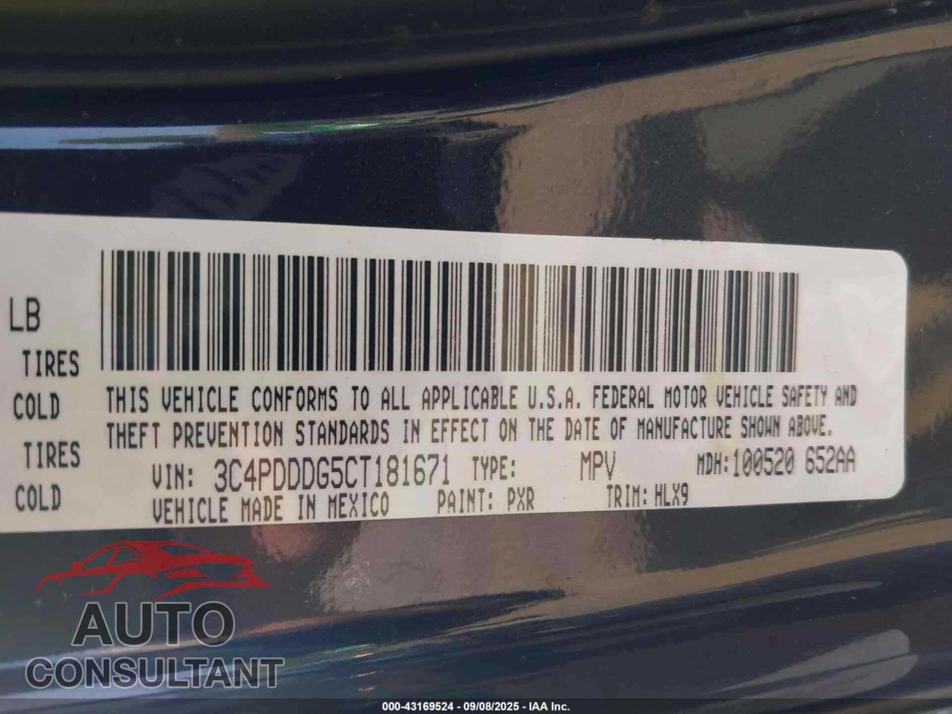 DODGE JOURNEY 2012 - 3C4PDDDG5CT181671