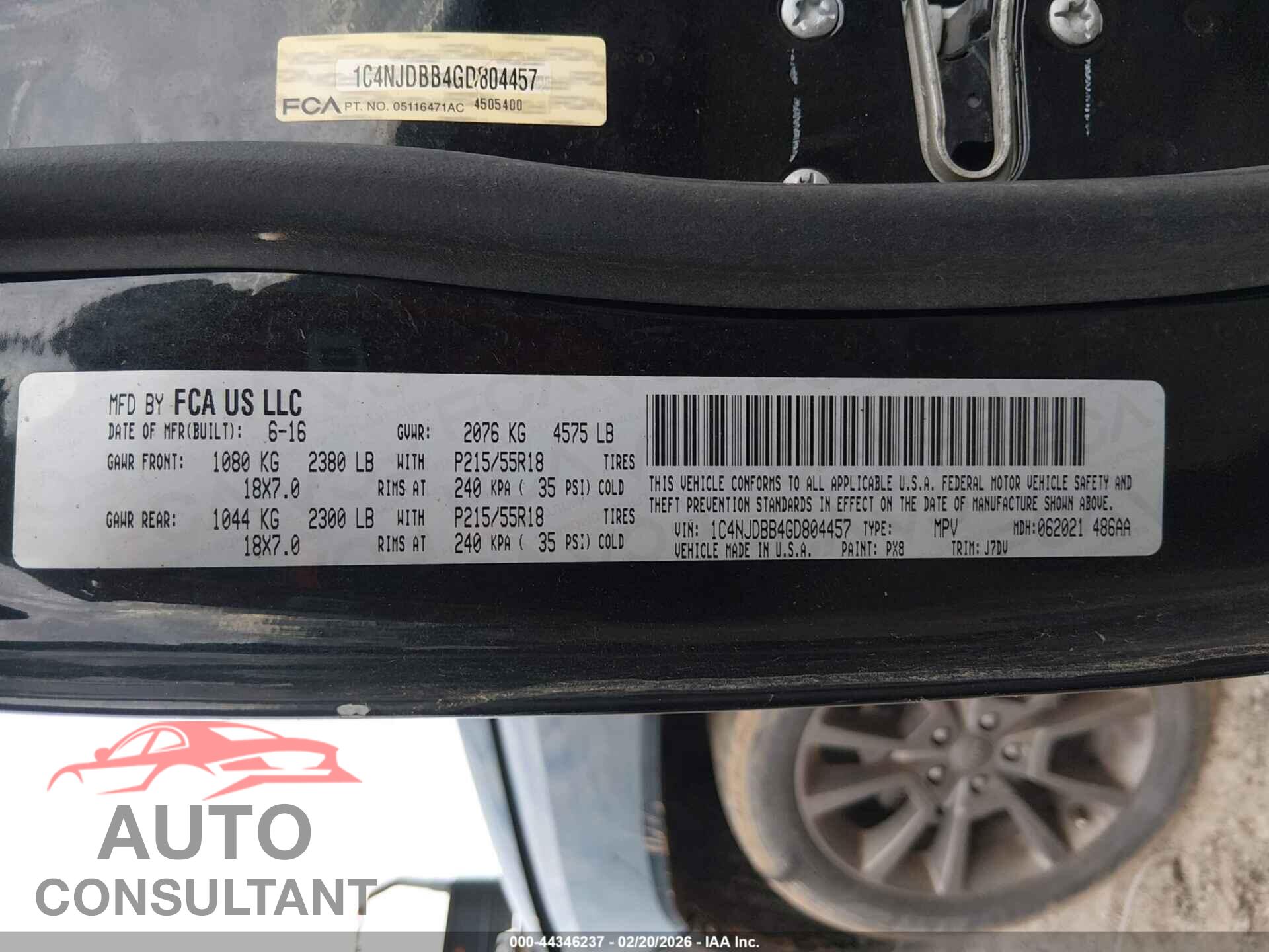 JEEP COMPASS 2016 - 1C4NJDBB4GD804457