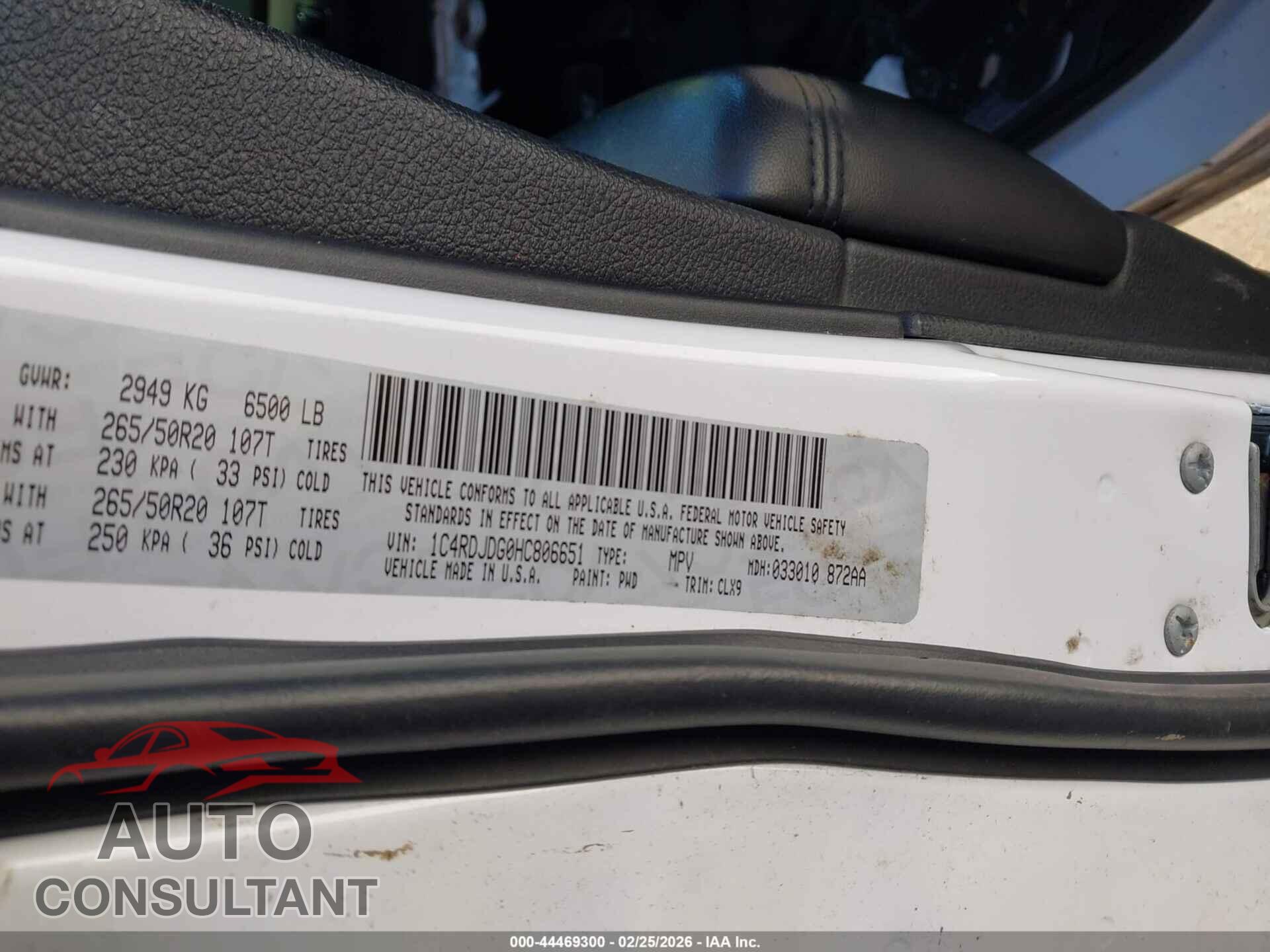 DODGE DURANGO 2017 - 1C4RDJDG0HC806651