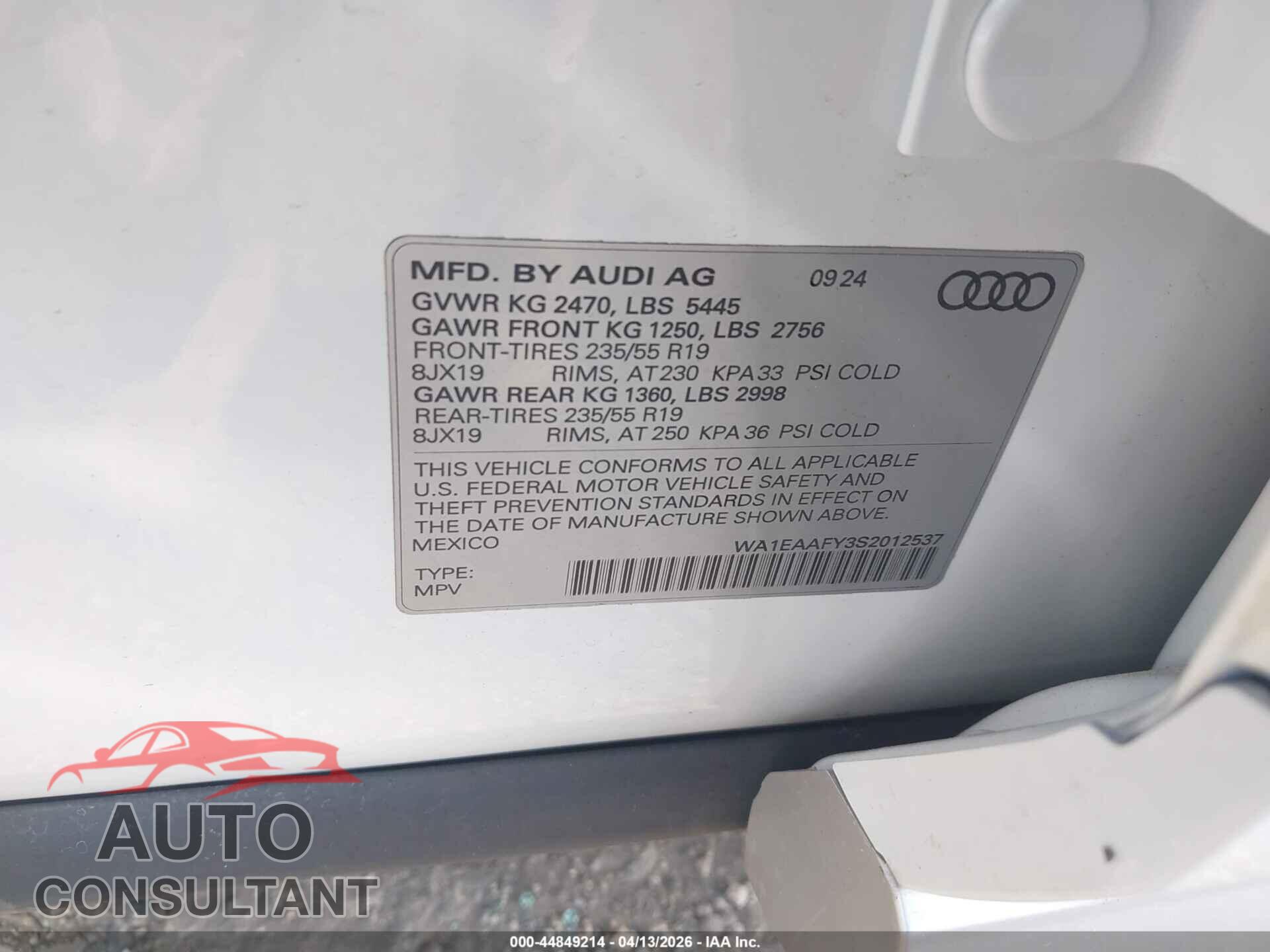 AUDI Q5 2025 - WA1EAAFY3S2012537