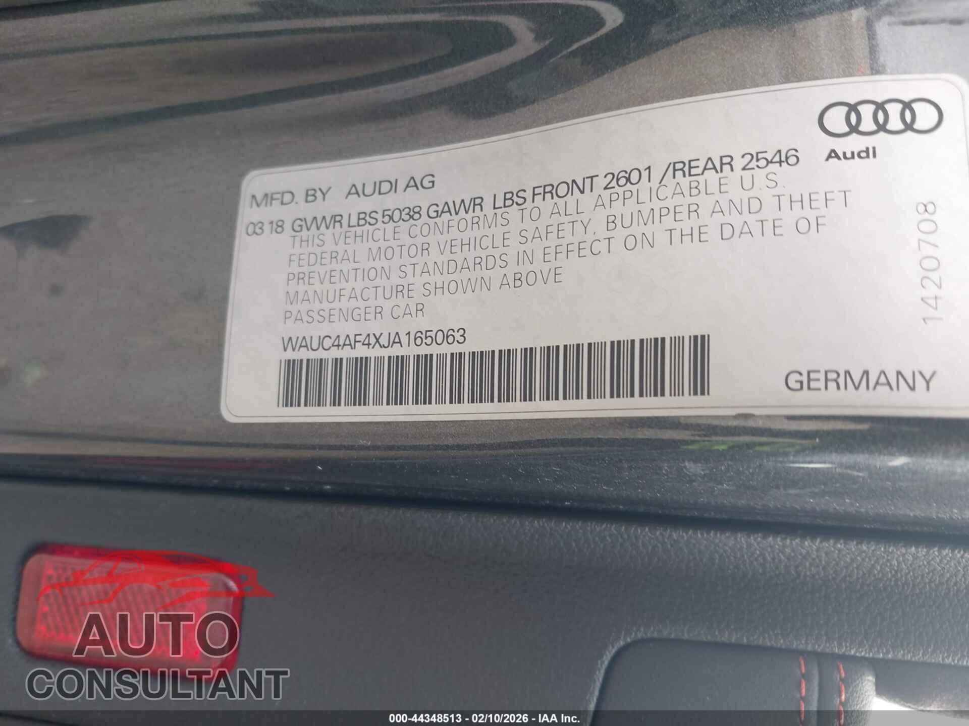 AUDI S4 2018 - WAUC4AF4XJA165063