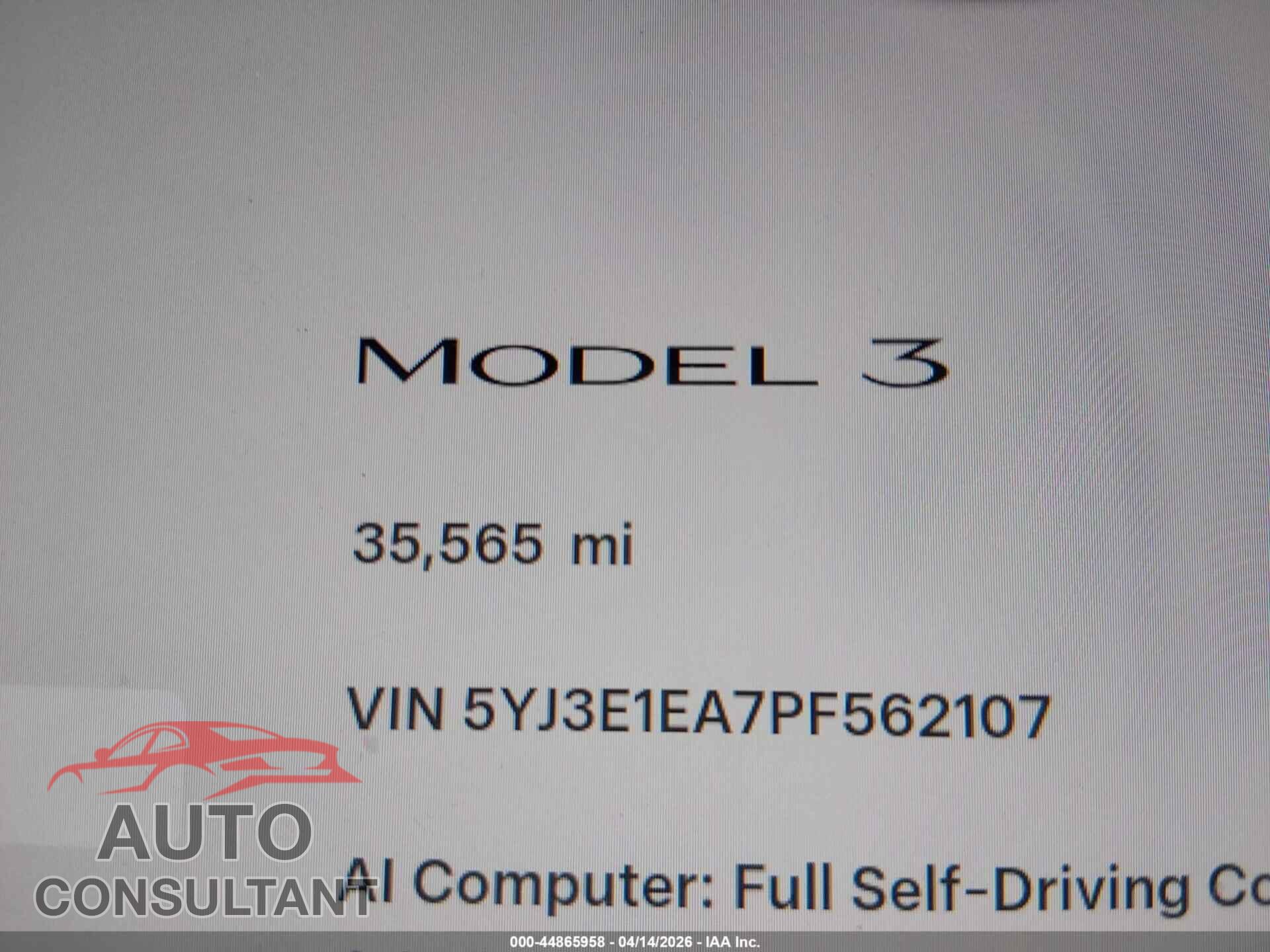 TESLA MODEL 3 2023 - 5YJ3E1EA7PF562107