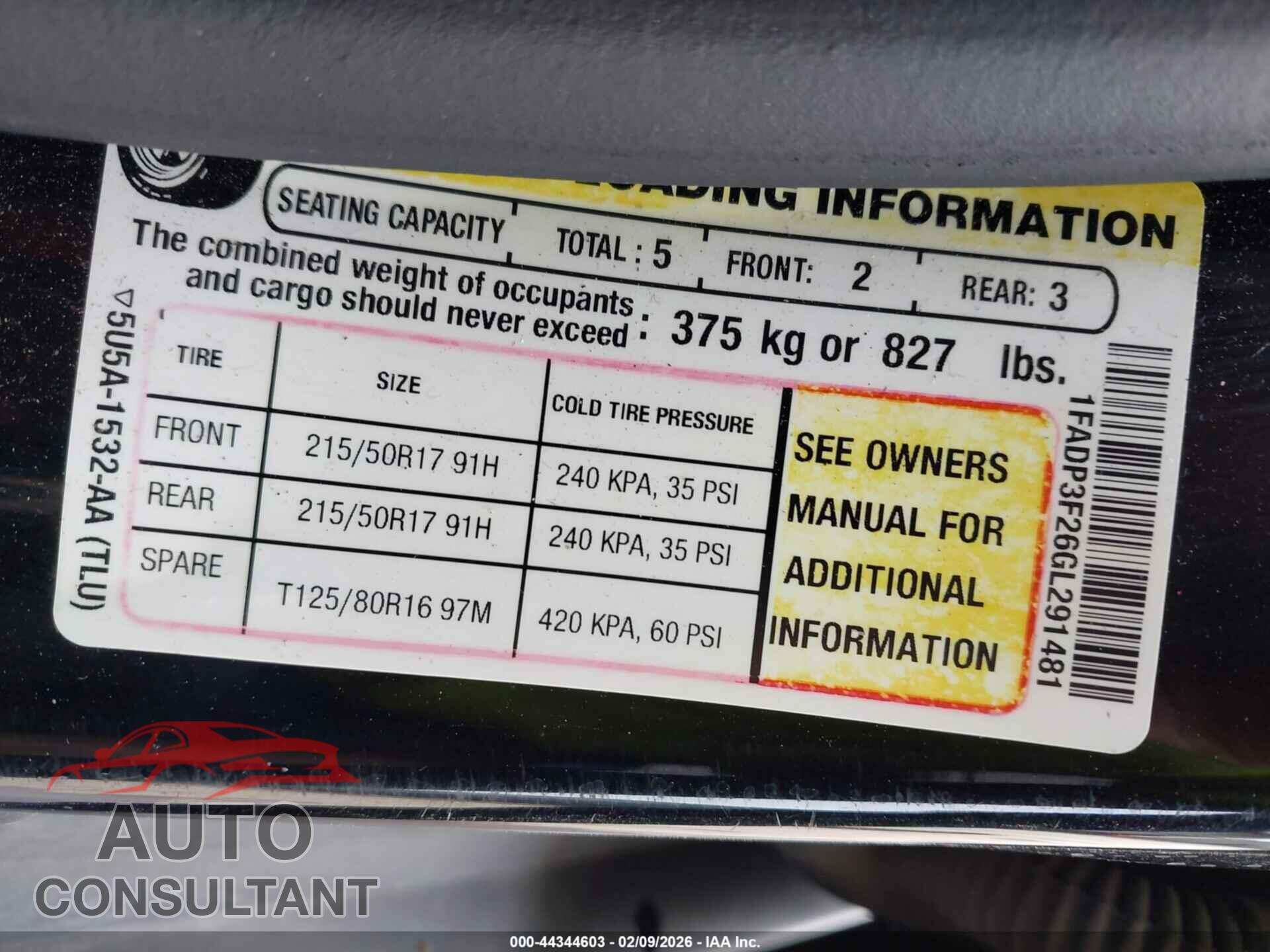 FORD FOCUS 2016 - 1FADP3F26GL291481