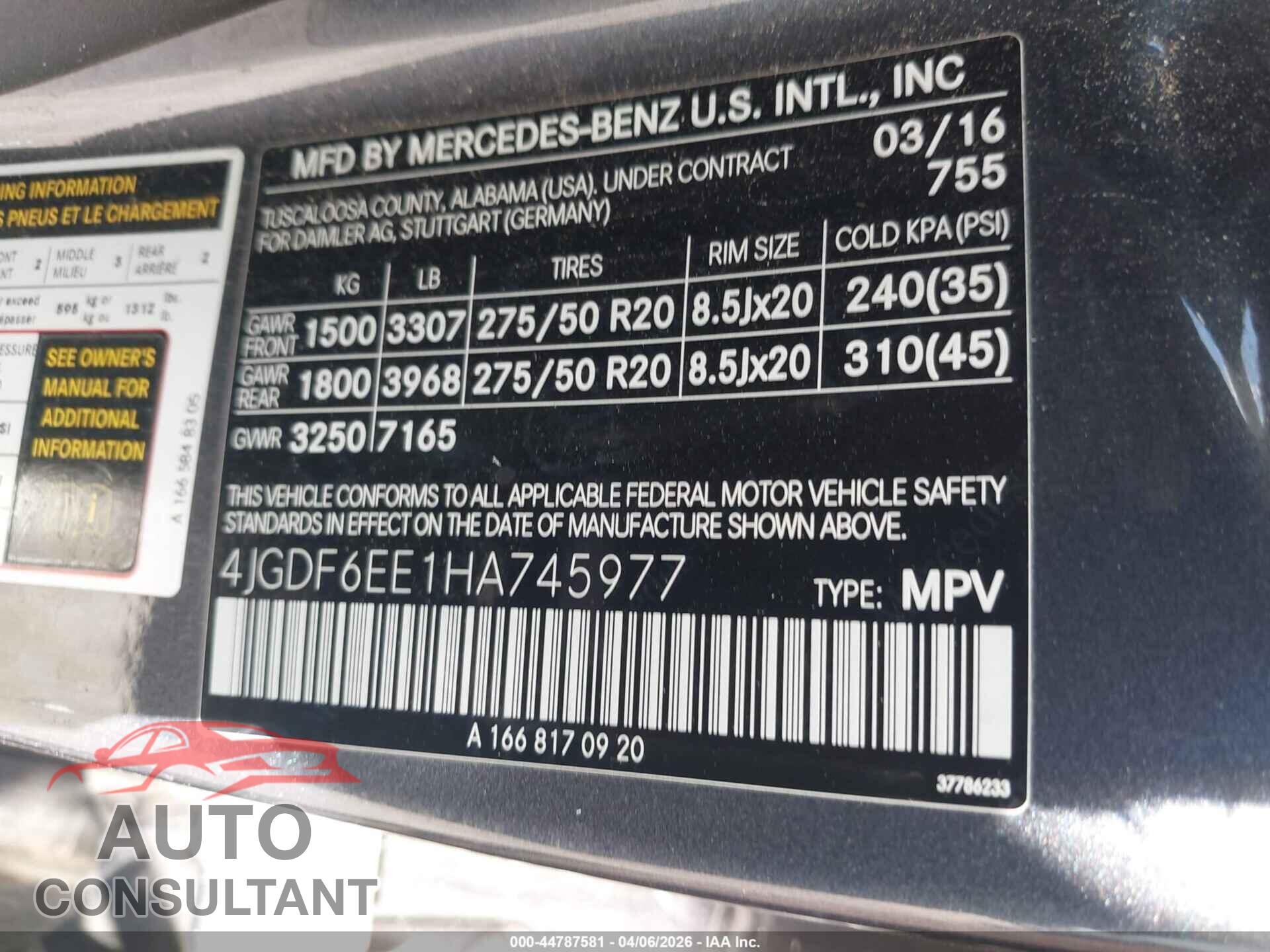 MERCEDES-BENZ GLS 450 2017 - 4JGDF6EE1HA745977